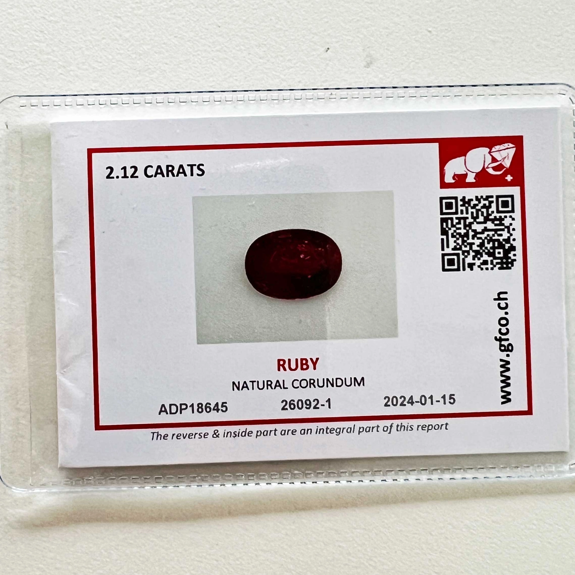 Brilliant Ruby ​​Pendant with Chain 750 White Gold Andilamena / Madagascar 2.12 ct with Expertise