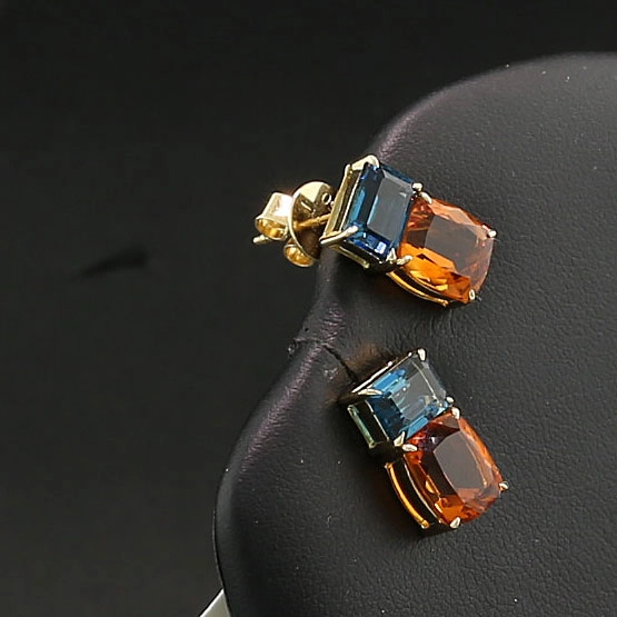 Citrine Topas Earsticks 18kt Yellowgold....metropolitan Style