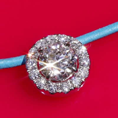 Pendant 18 kt White Gold Round full cut Brilliant 1.00 ct E  SI1  GIA report