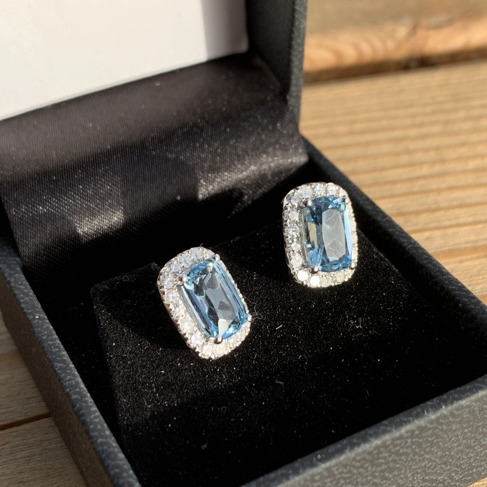Aquamarin Diamant Ohrstecker AAA+ 12 x 10 mm Feines Weiss Lupenrein-VVS High Quality