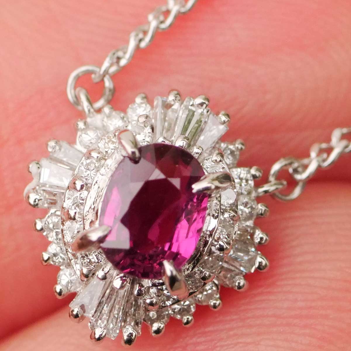 Ruby Solitaire Brilliant Petit Necklace 0.46 1.27 ct 850 Platinum TOP Quality Ruby Solitaire Brilliant Petit Necklace 0.46 1.27 ct 850 Platinum TOP Quality