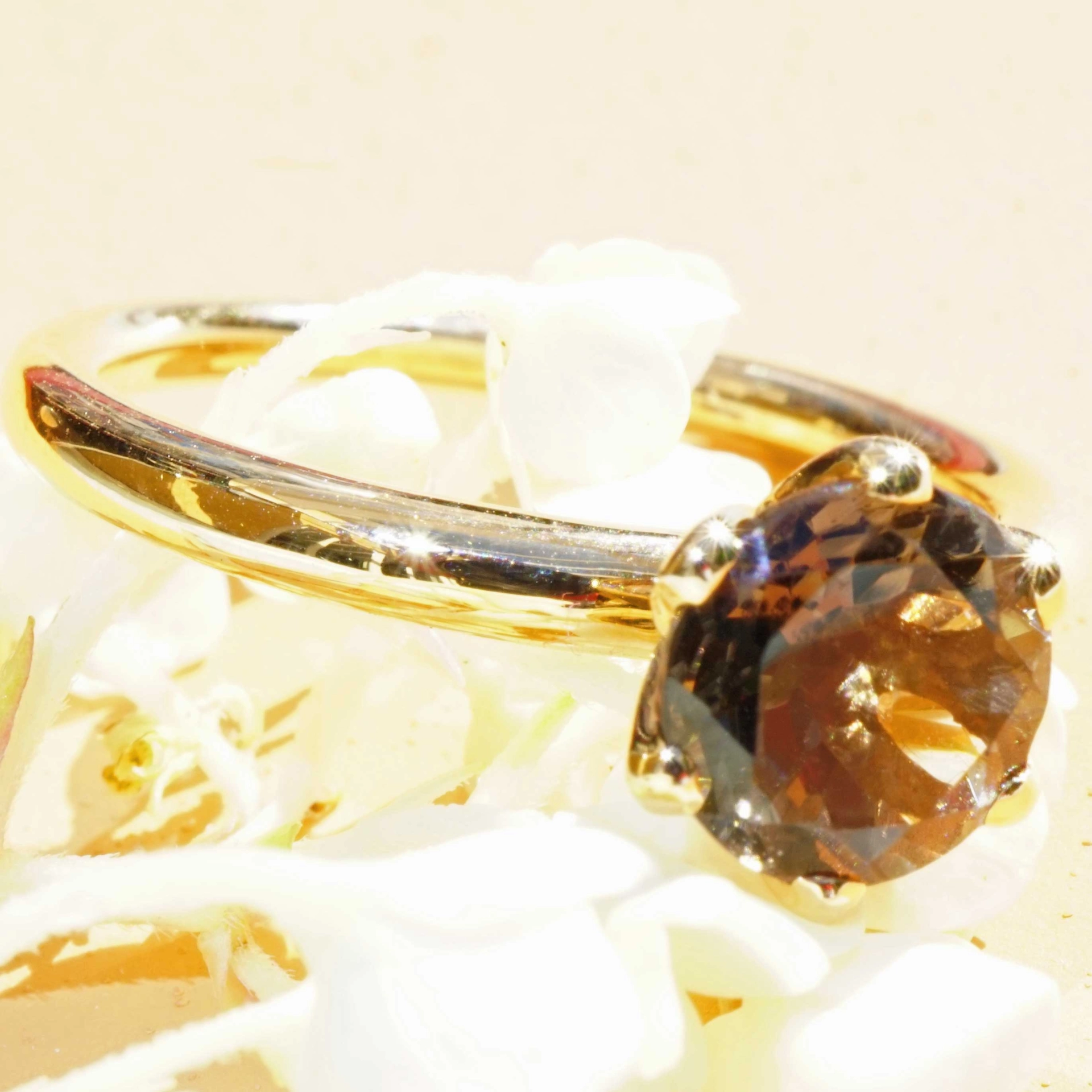 Bestseller Combination Ring made in Valenza...18 kt Rose Gold with Smokey Quartz