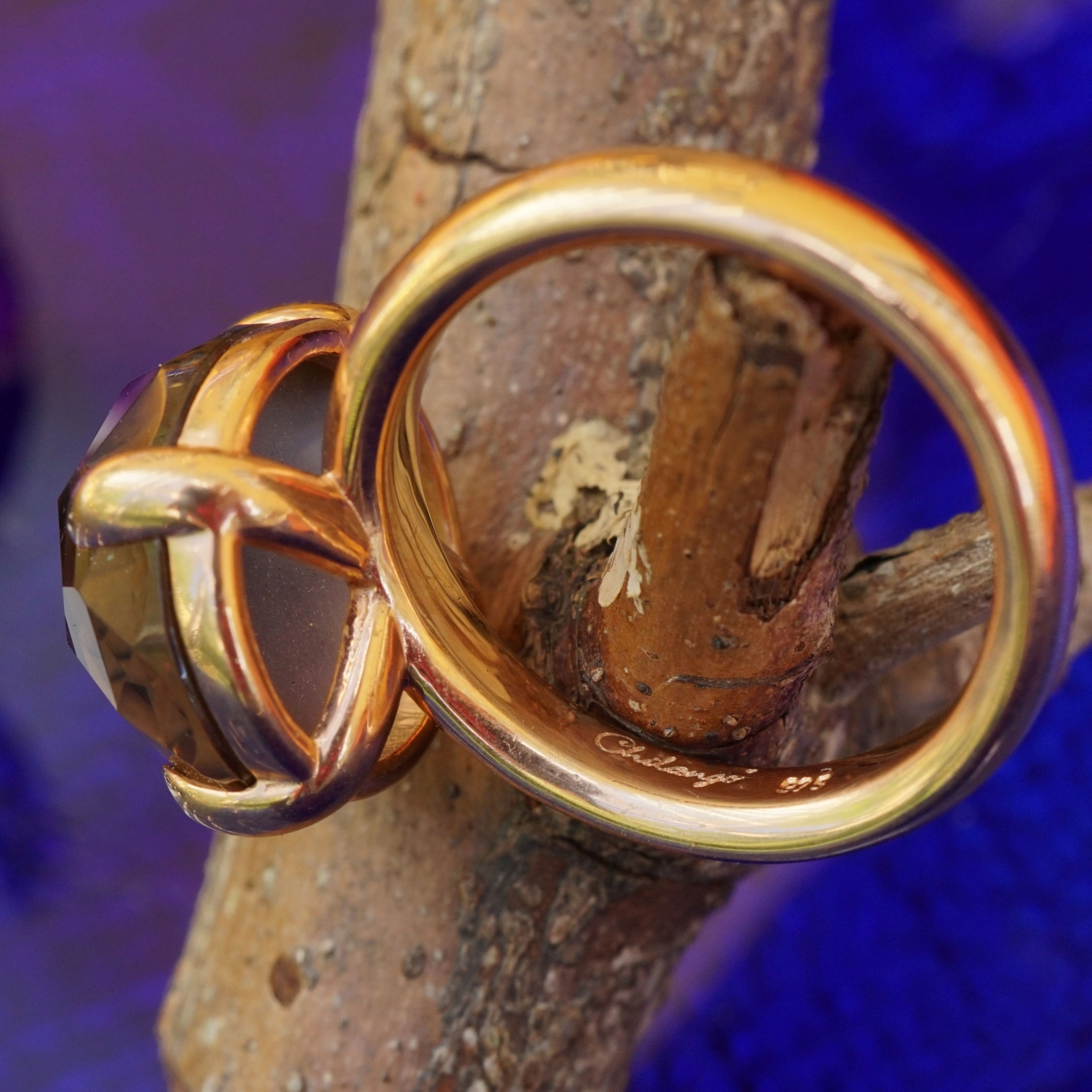 Chilango Ring 925 Silver rose gold plated Smoky Quartz 