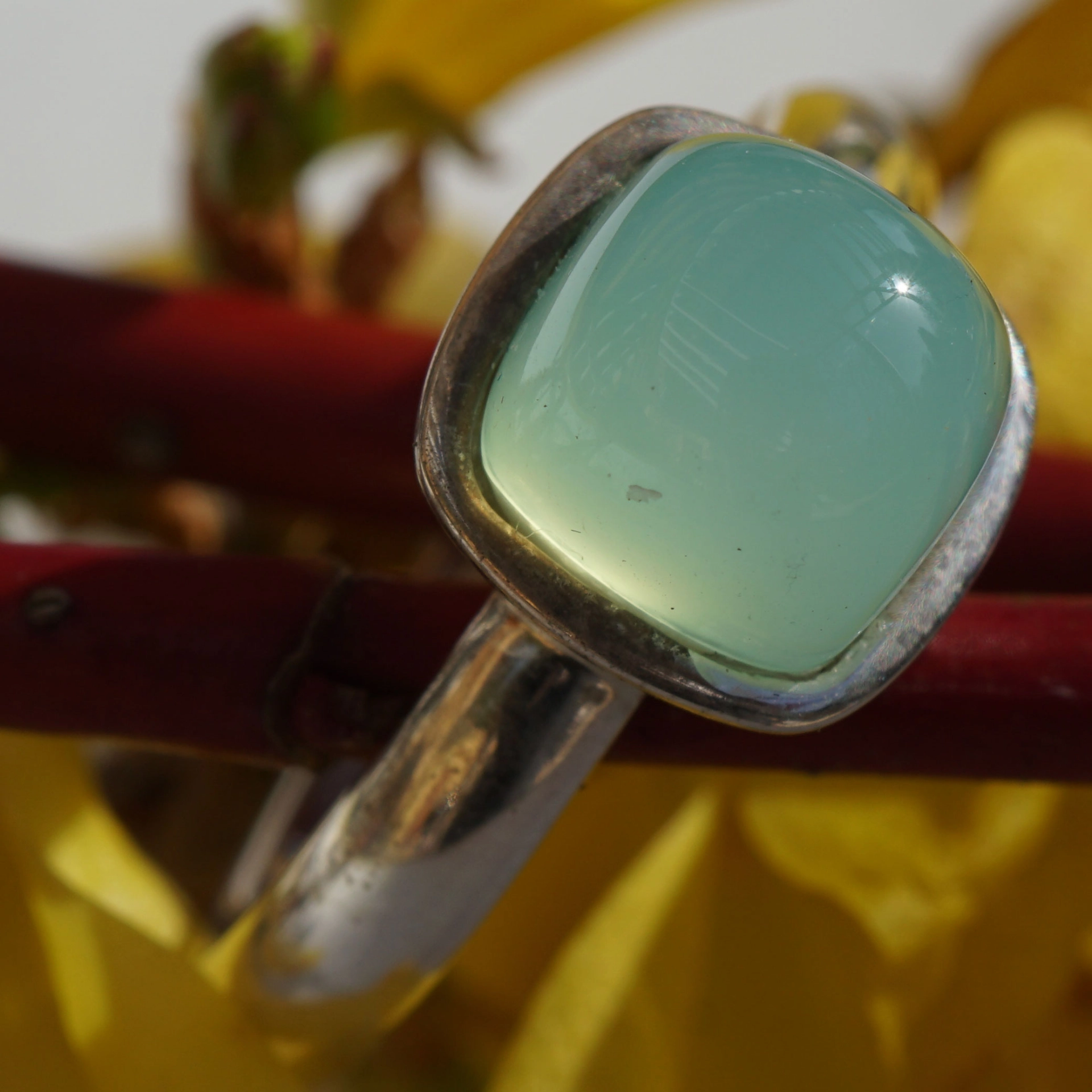 CHILANGO RING TUTENCHAMUN Prehnit 925er Silber neu mit orig. Etui massiv