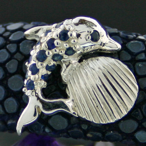 Saphir-Rochenhaut-Ring, 925/-Silber