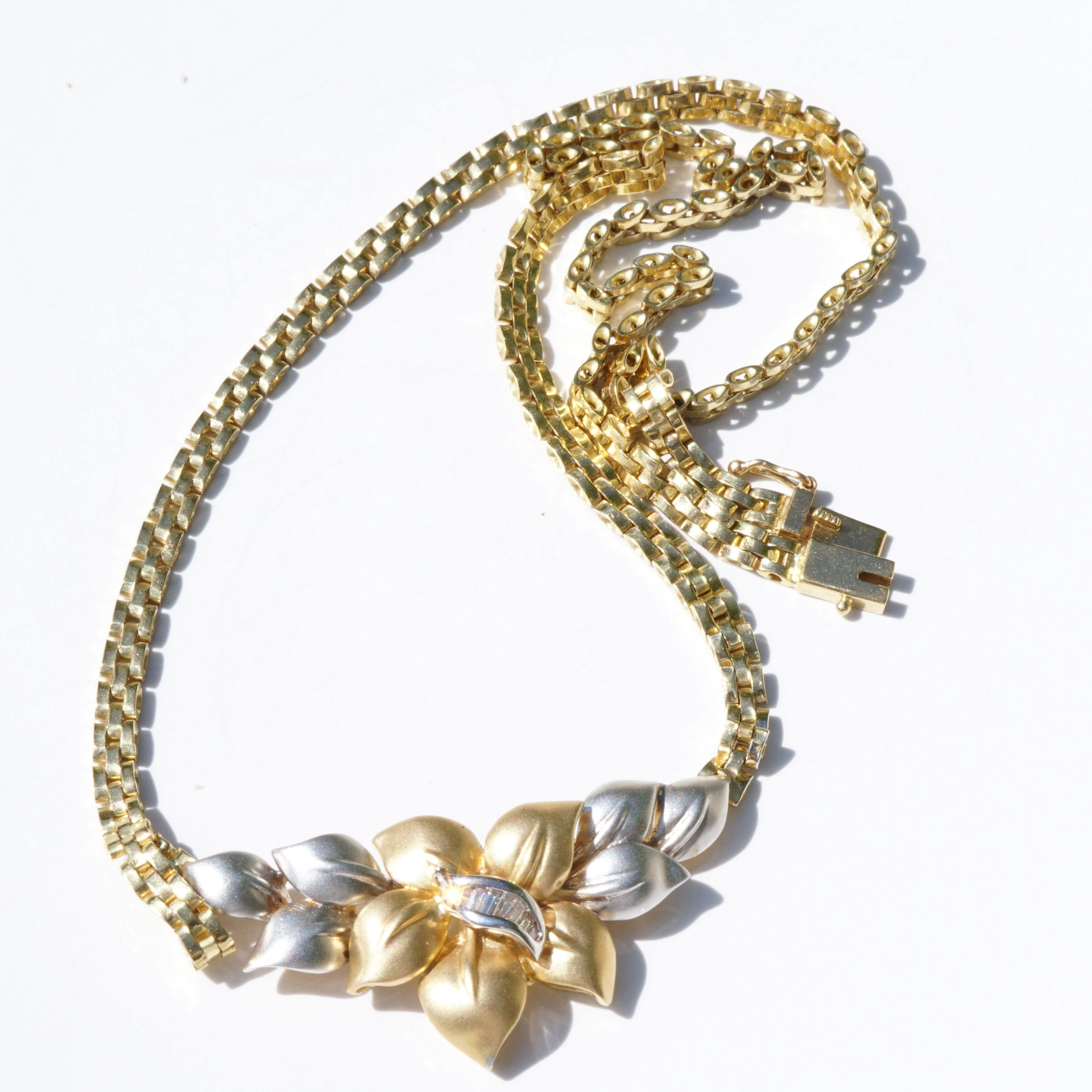 Diamond Necklace in Form of Petal Arrangement...Diamonds and 18kt Gold