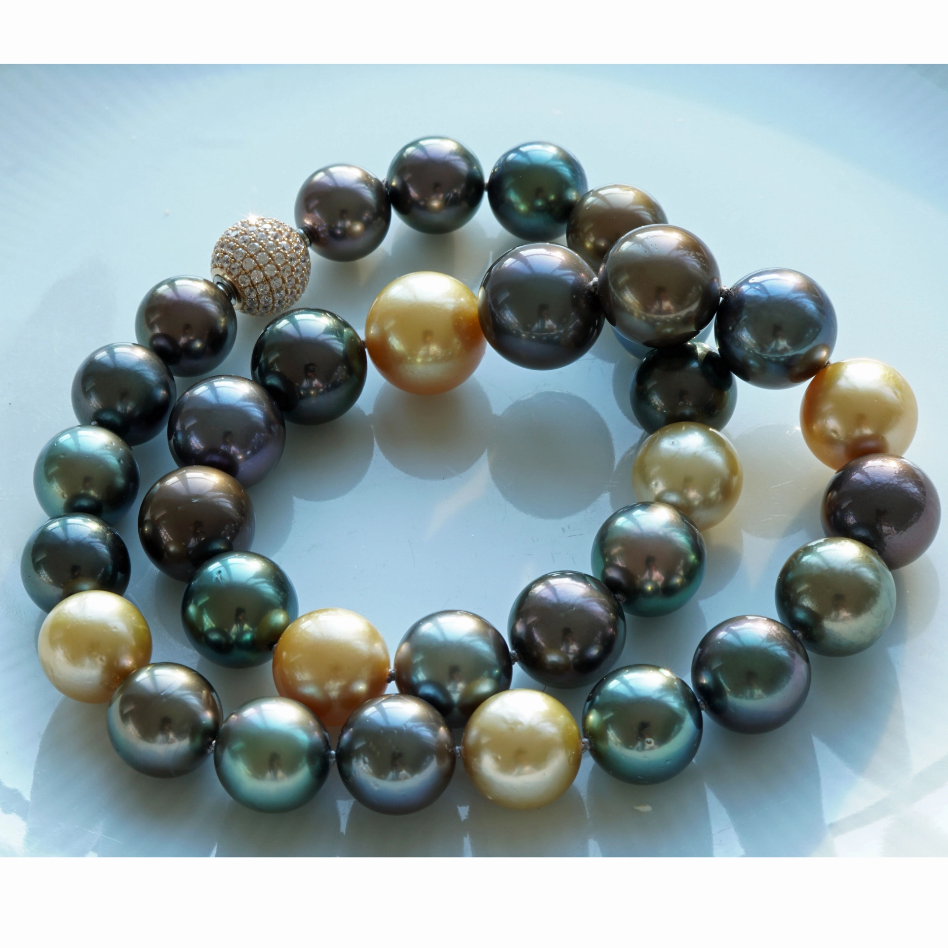 Wow what Colors...TOP Quality Tahiti Southsea Necklace 12-15 mm