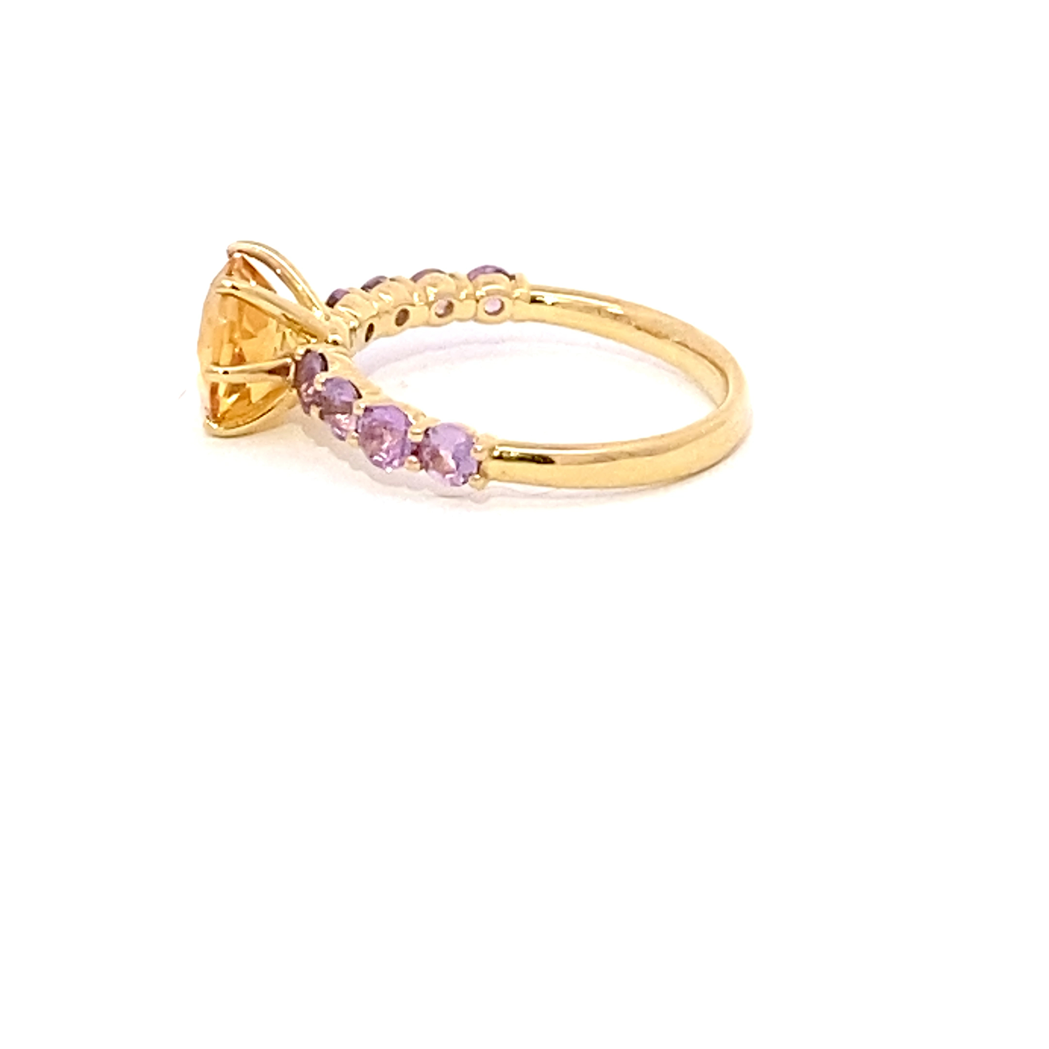 Cool Color Gemstone Jewellery I Sapphire Citrin Ring in 750 Yellow Gold 2.63 ct in gold-yellow and muscatviolet