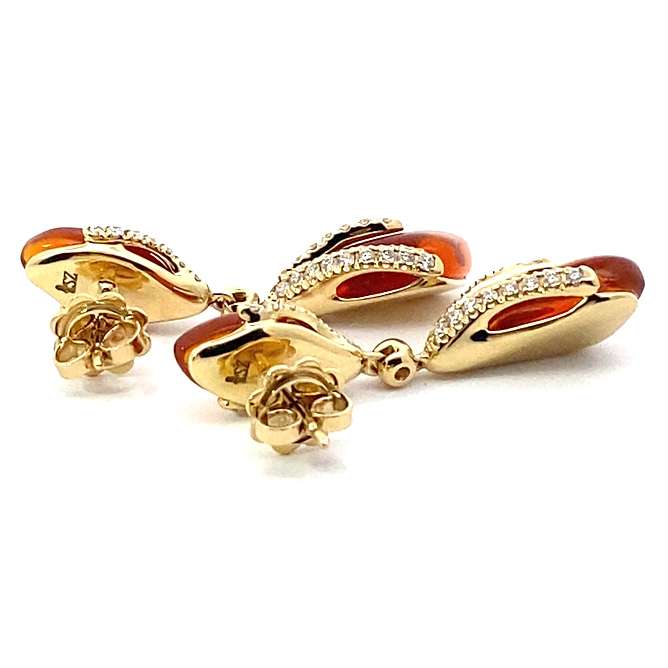 Fireopal Brilliant Earrings 18 kt Yellow Gold...abstract Design sooo stunning 