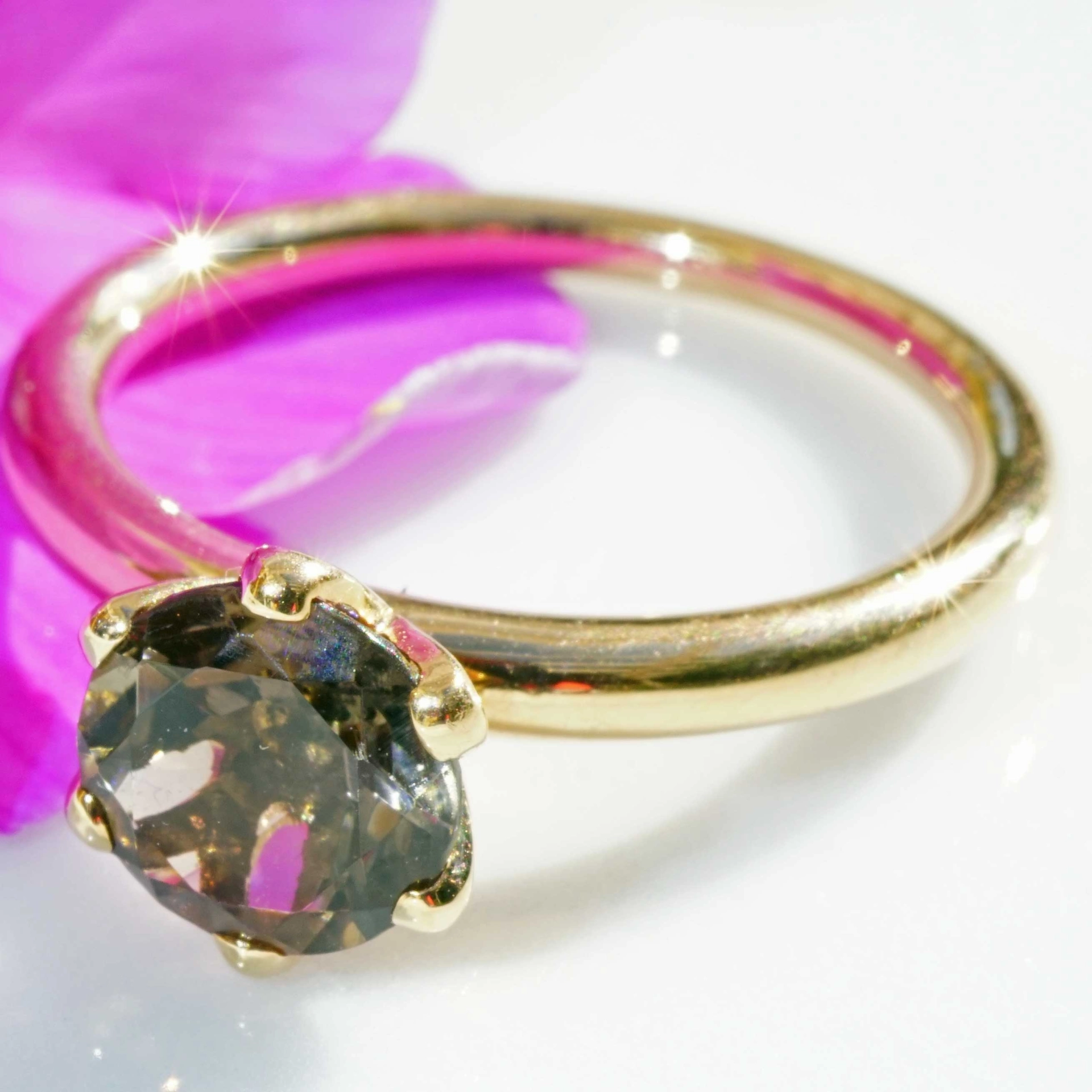 Bestseller Combination Ring made in Valenza...18 kt Rose Gold with Smokey Quartz