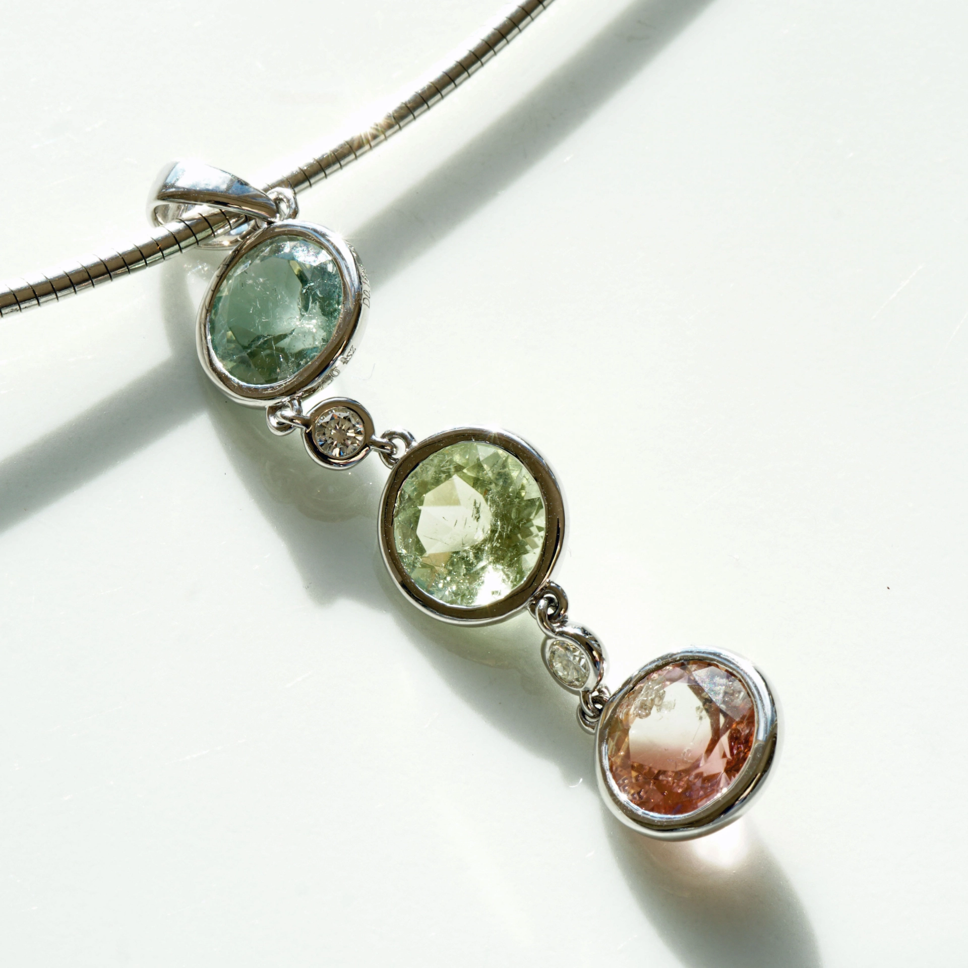 Turmalin Diamond Pendant in its greatest natural Pastel Colors