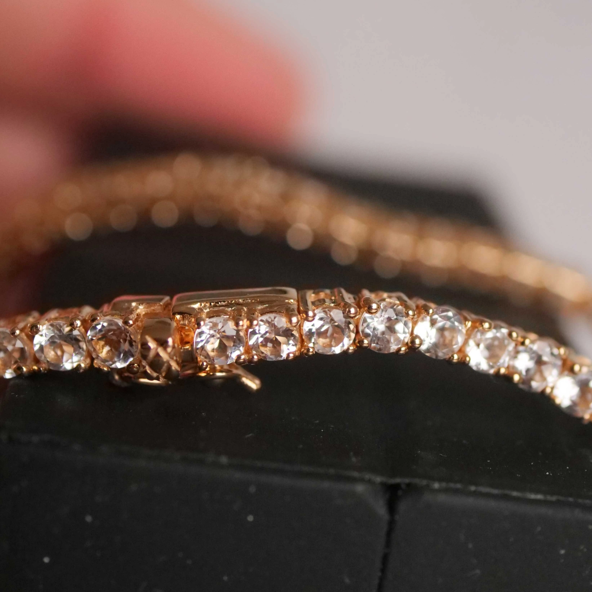 Chilango Tennis Bracelet 925 Silver 18 kt Gold Plated  19,5 cm lenght Rock Crystals
