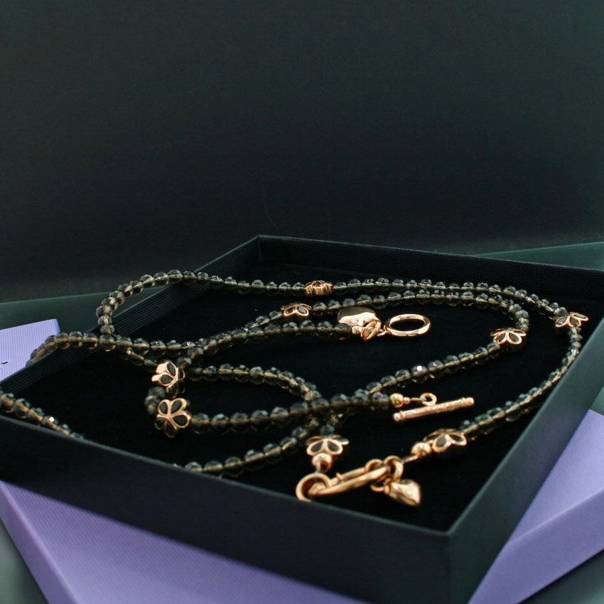 Chilango Kette lang Quarz Margeritte 925/-Silber/rosegoldplated,