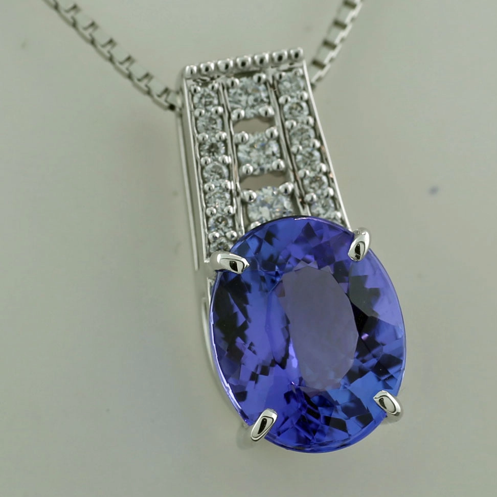 Tansanit Brillant Anhänger 900er-Platin 3.87 ct 0.198 ct