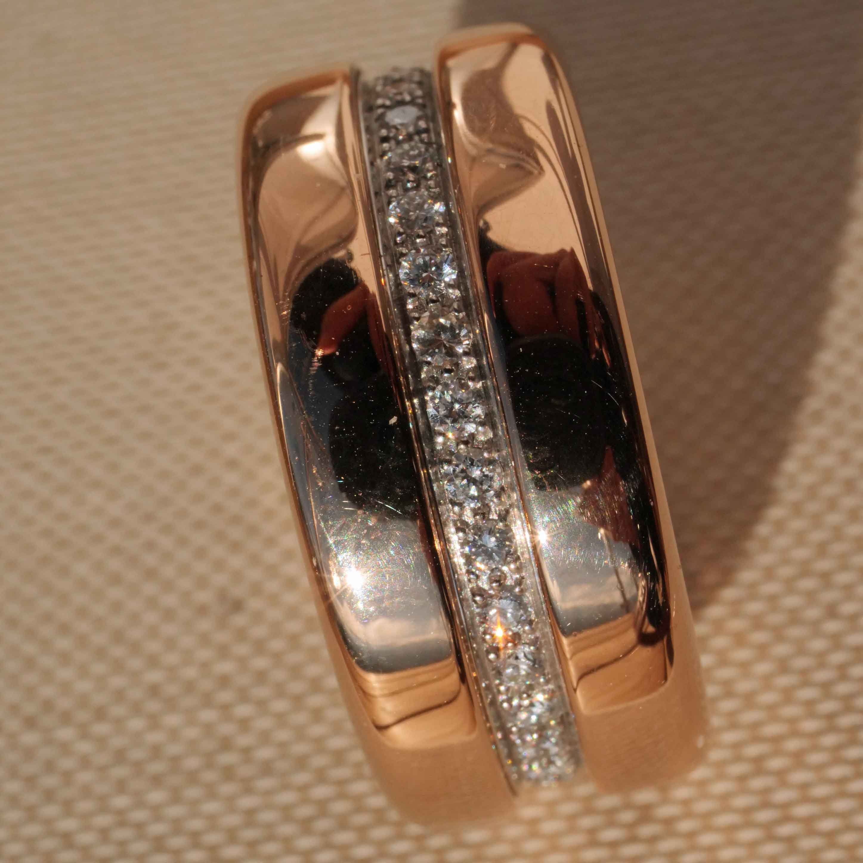 Cool Ring by Jörg Heinz Model Revellion in 750 Rosegold with Steel 0.68 ct