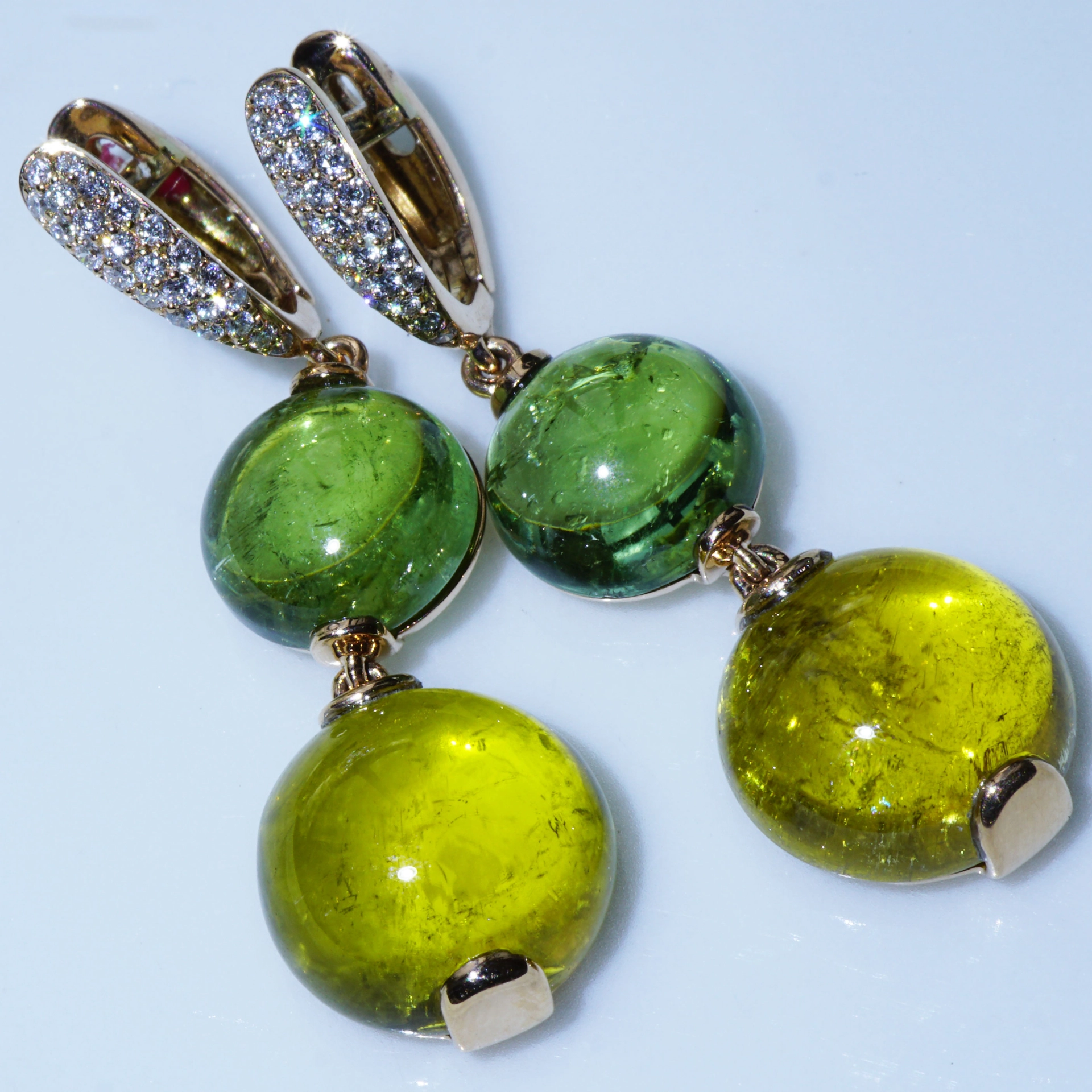 Mint Green and Olive Yellow Tourmaline Earrings....marvellous