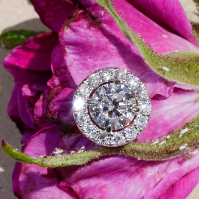 Pendant 18 kt White Gold Round full cut Brilliant 1.00 ct E  SI1  GIA report