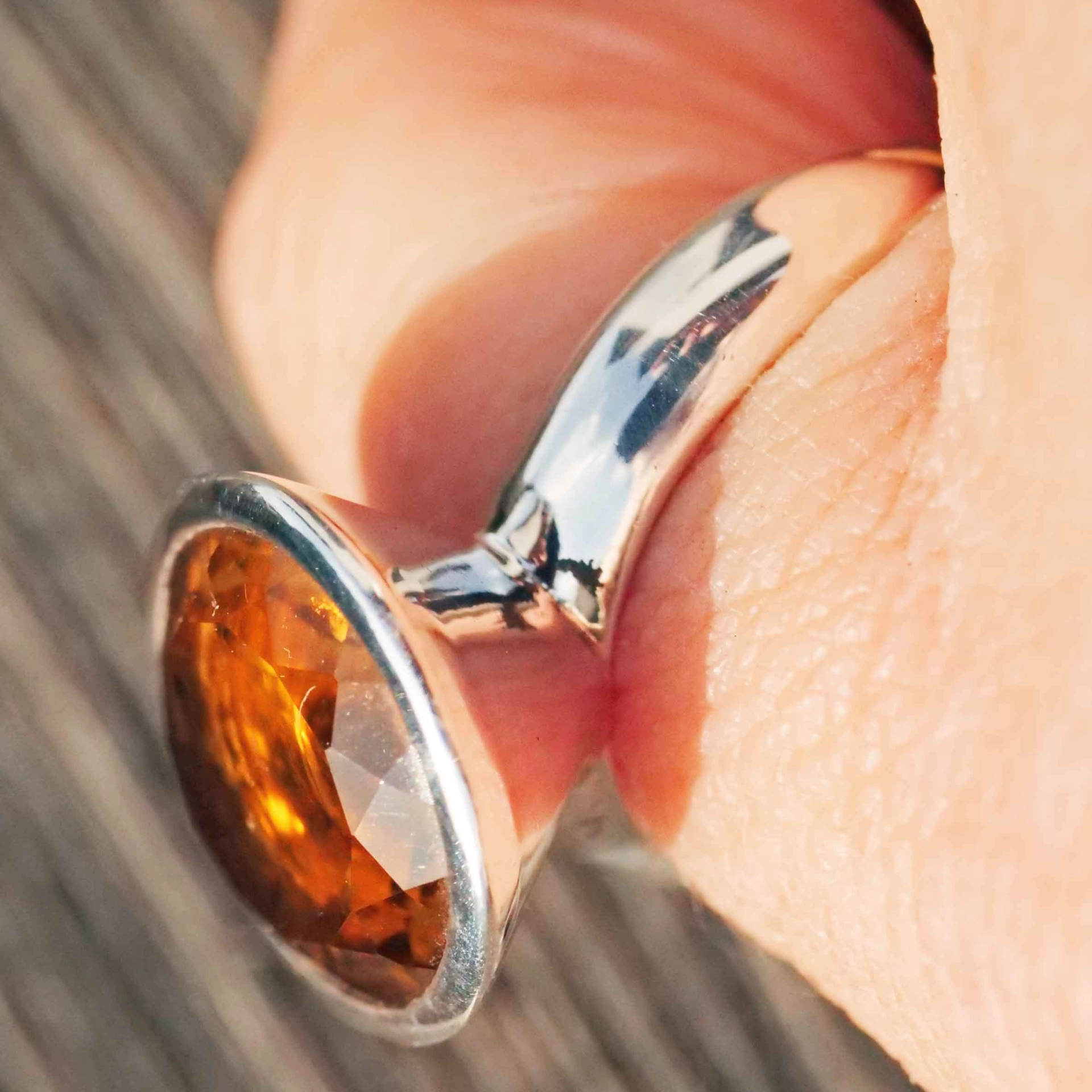 Chilango Ring in solid 925 Silver with great Rock Crystal