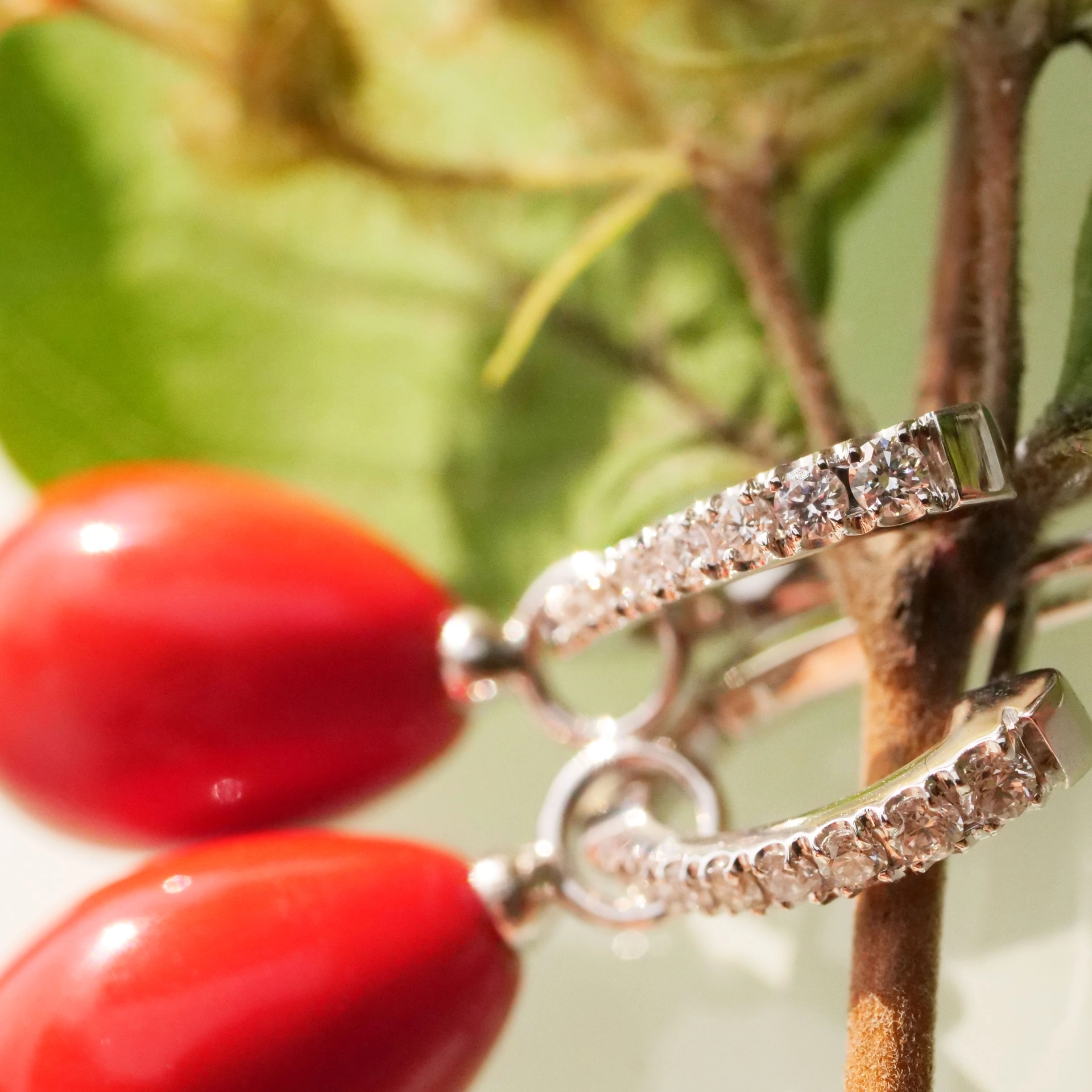Red Sardegna Drop Brilliant Earrings 18 kt White Gold...sooo elegant