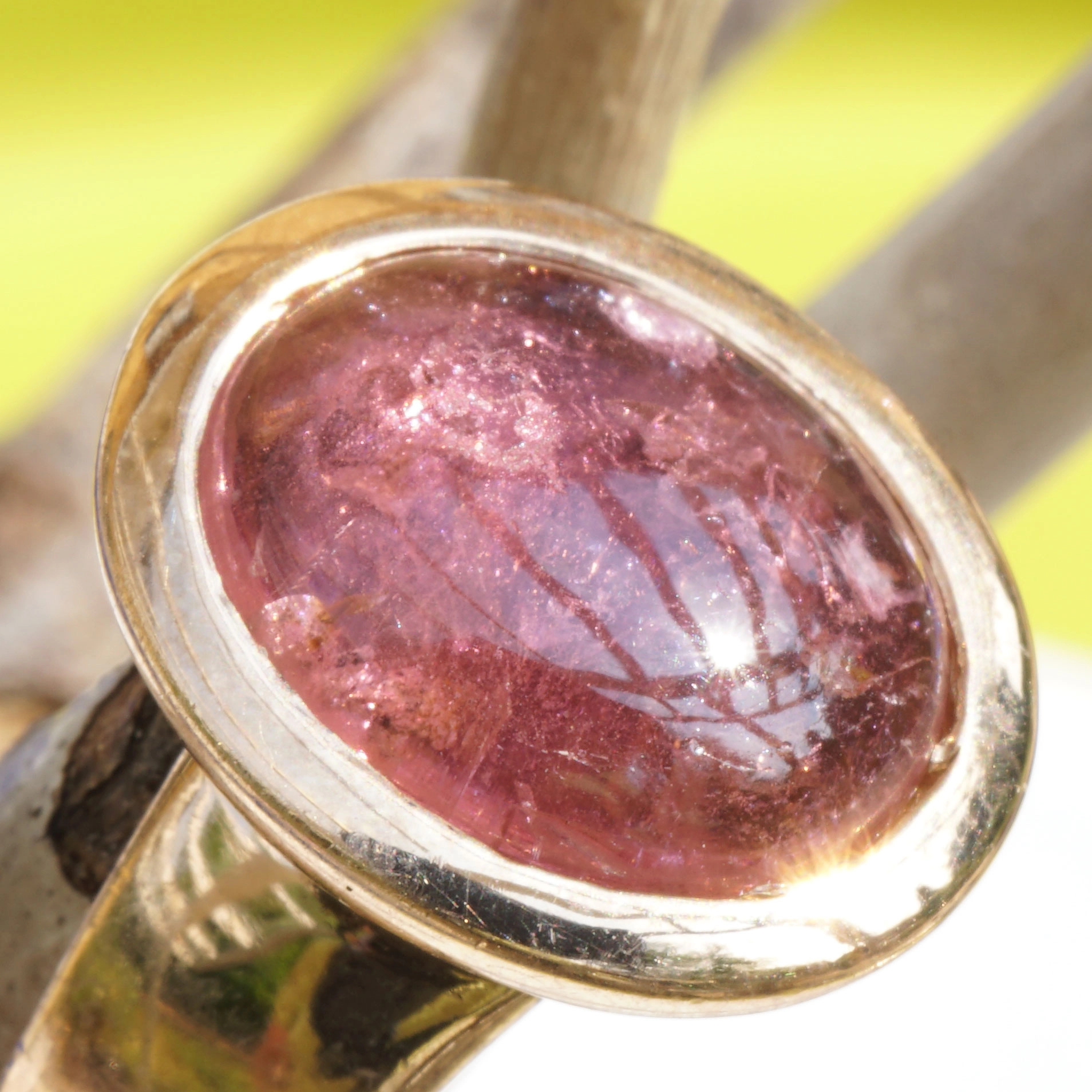 Tourmaline Ring Silver Rosegold plated pleasently wearable