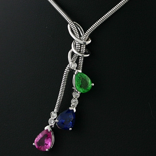Feinstes Saphir Brillant Collier 750er Weissgold