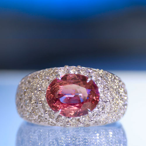 Ring sapphire brilliant 2.50 ct 1.76 ct so big and so vivid pink... TW VS 750 white gold