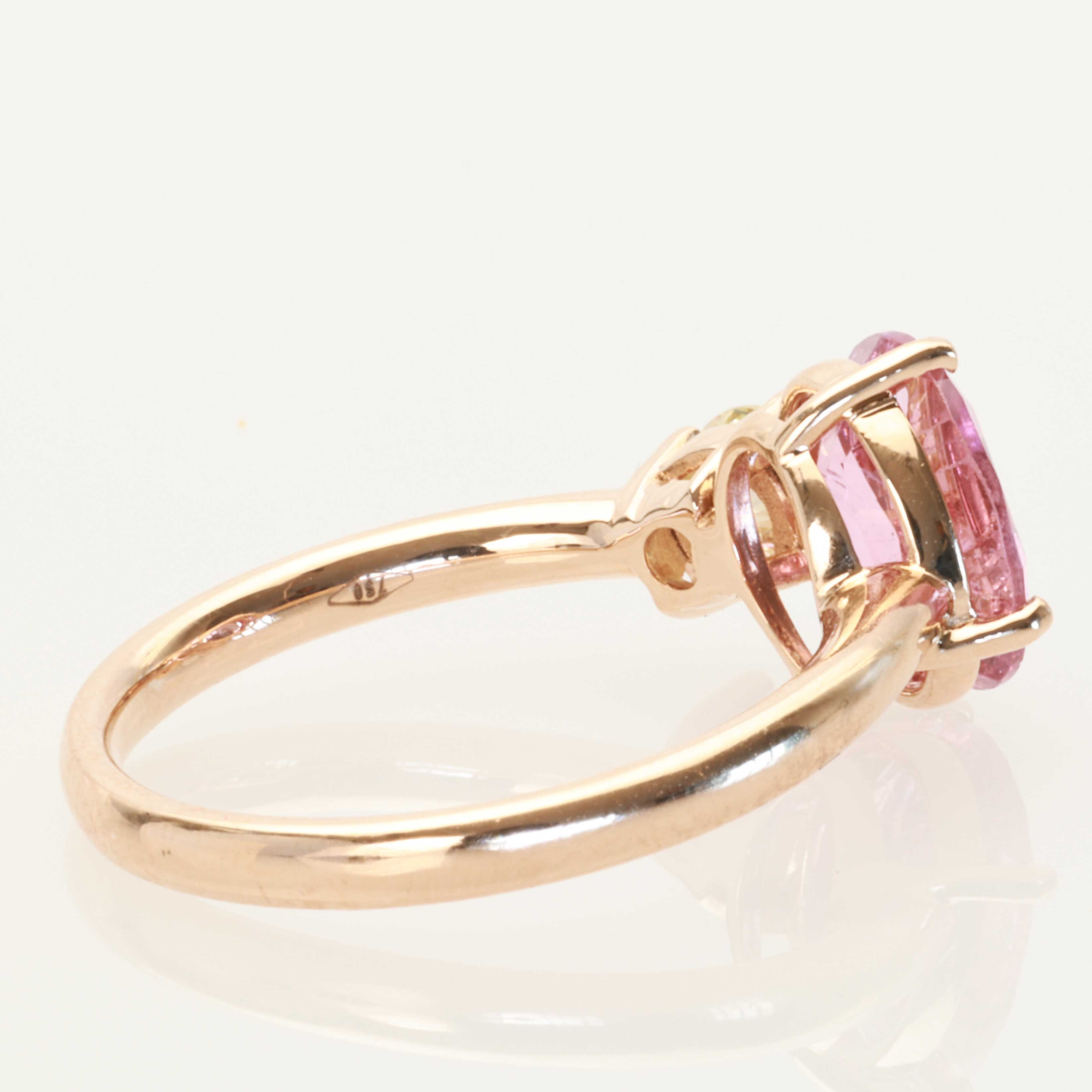 Rhodolite Brilliant Ring 750 Rose Gold 1.67 ct 0.25 ct Great Design to combine as a Peg Ring