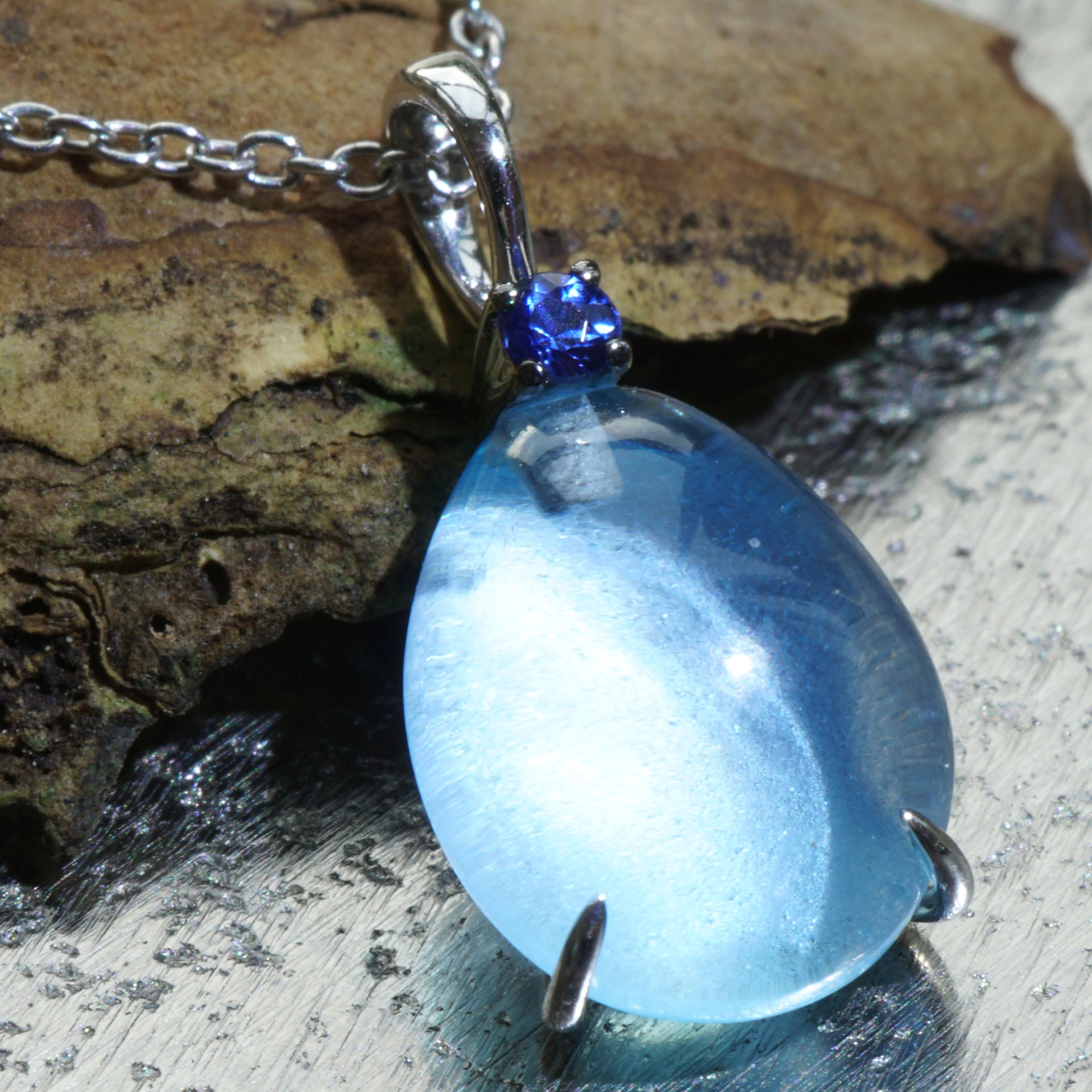 Waterdrop Pendant...soo sweet...with bluetopaz and saphire...made in Italy