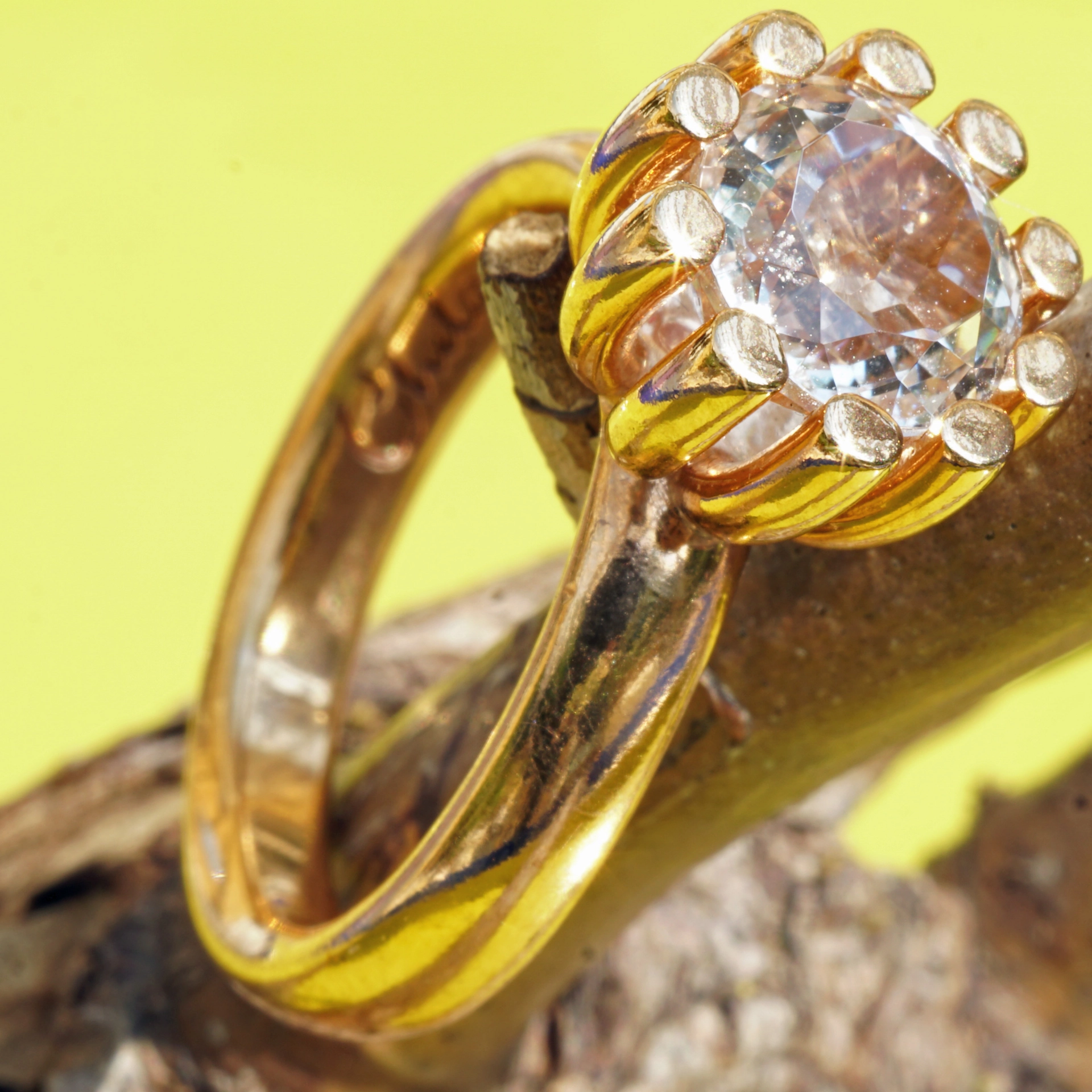 CHILANGO RING Grand Palais rock crystal 925 silver rose gold-plated new with original solid case