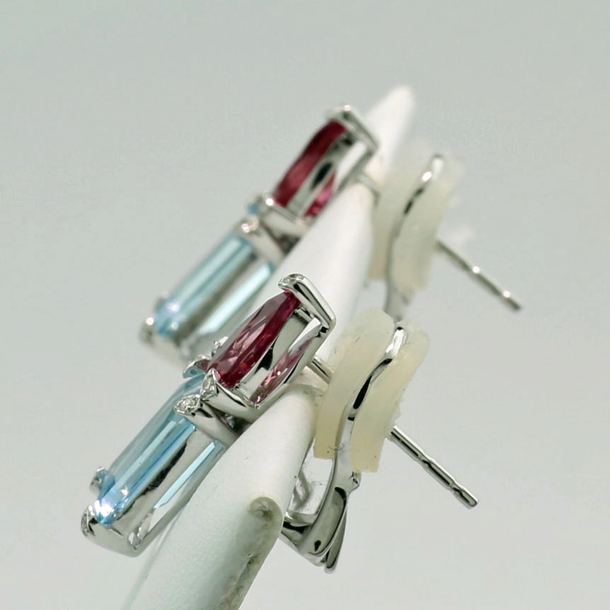 Spinell Aquamarin Ohrstecker 750er Weißgold AAA+ 2.30 ct 1.36 ct