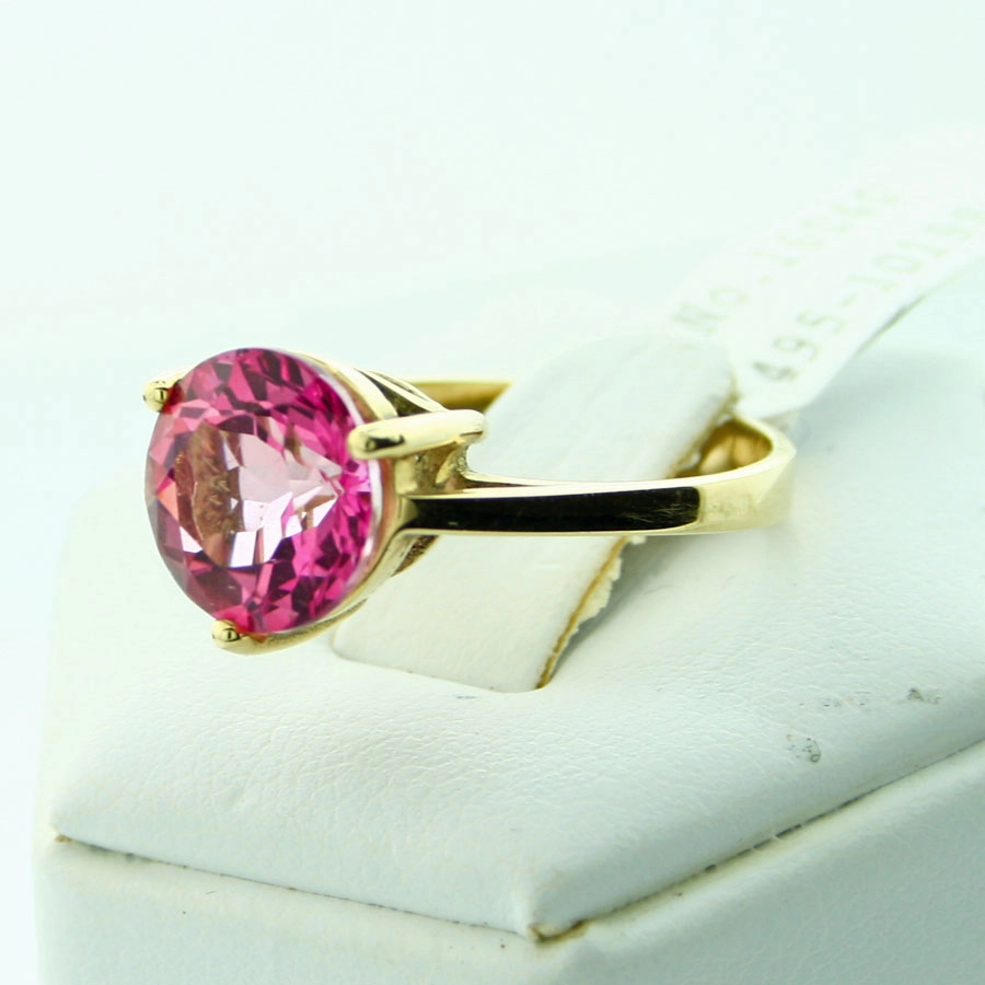 Topas-Ring, 585er-Gold, kräftig pink,