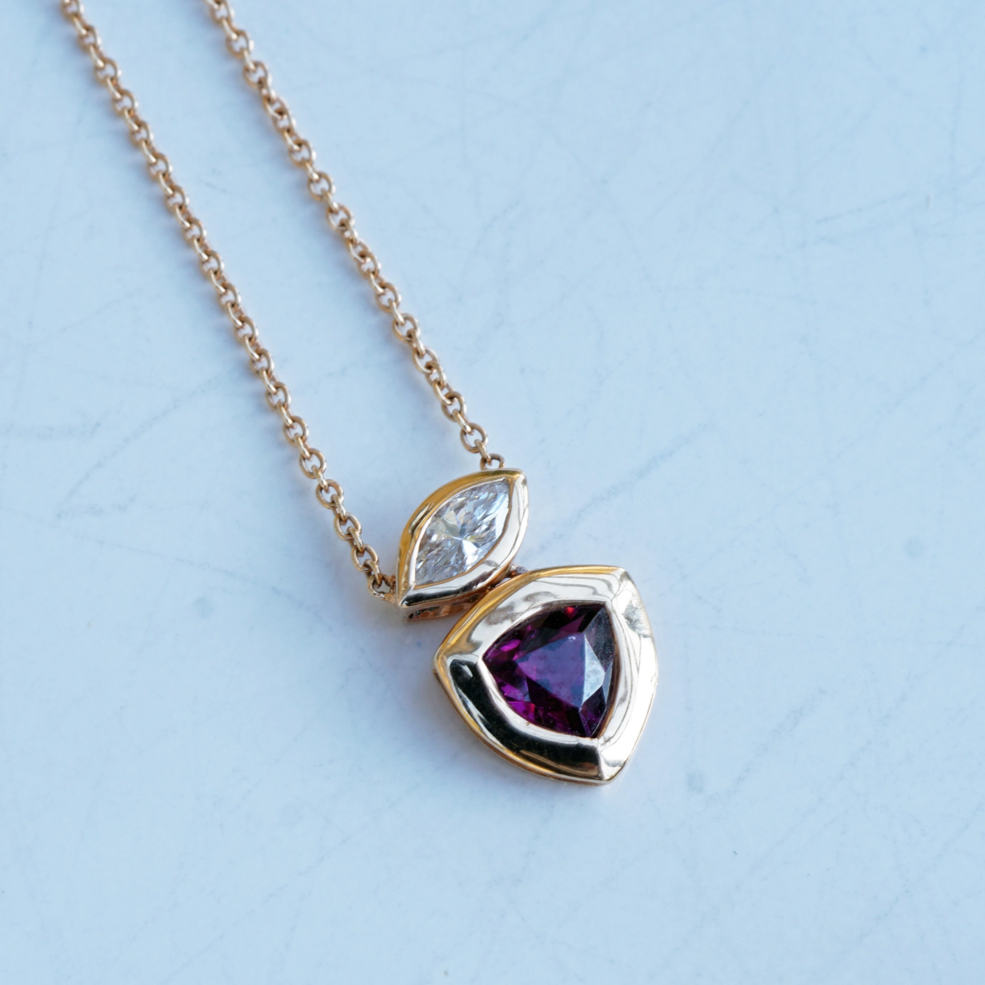 Turmalin Diamant Collier 0.56 ct 0.19 ct TW VVS2 750er Rosegold feinste Qualität