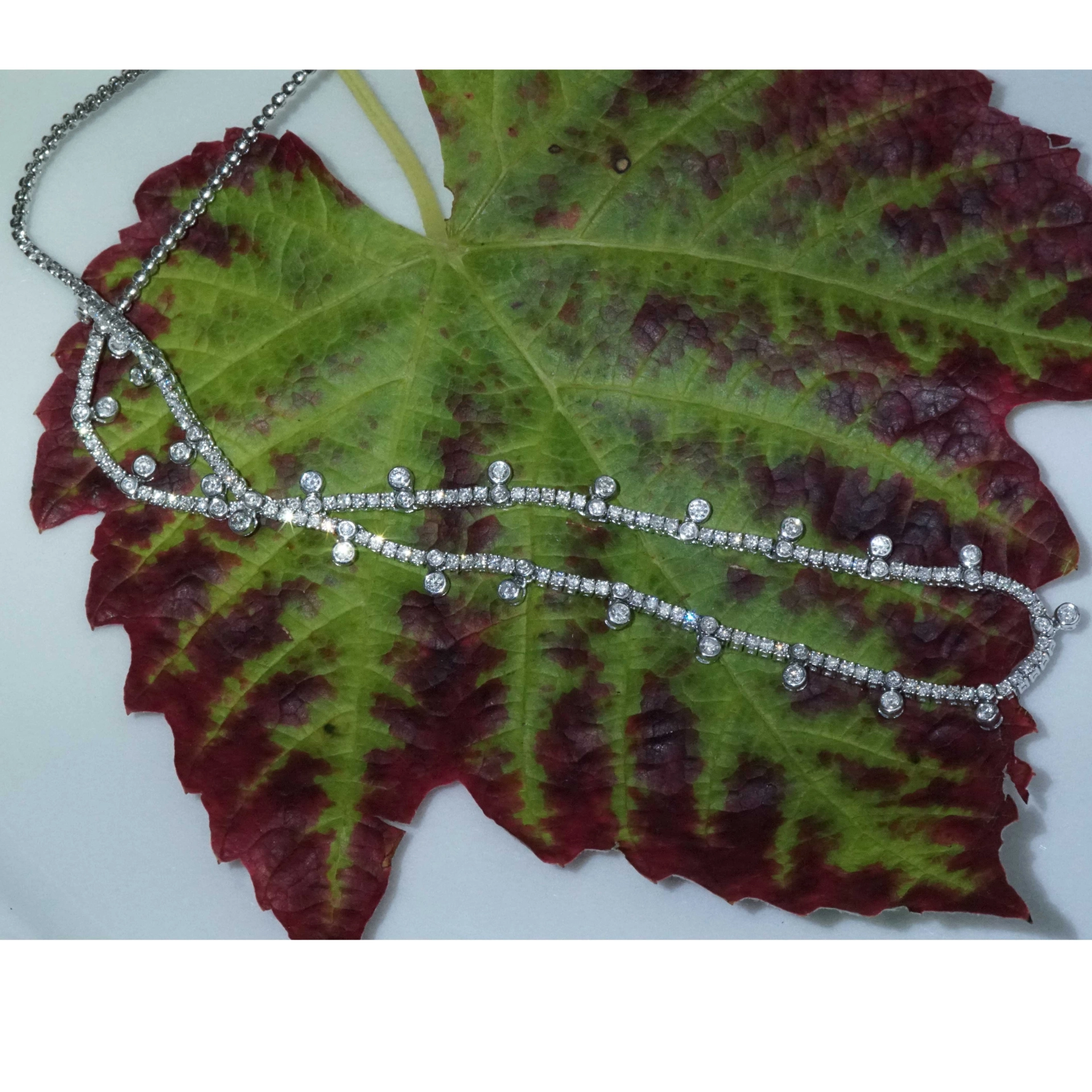 Brilliant Necklace 3.45 ct made with 170 Diamonds 18 kt White Gold...Princess Jewellery