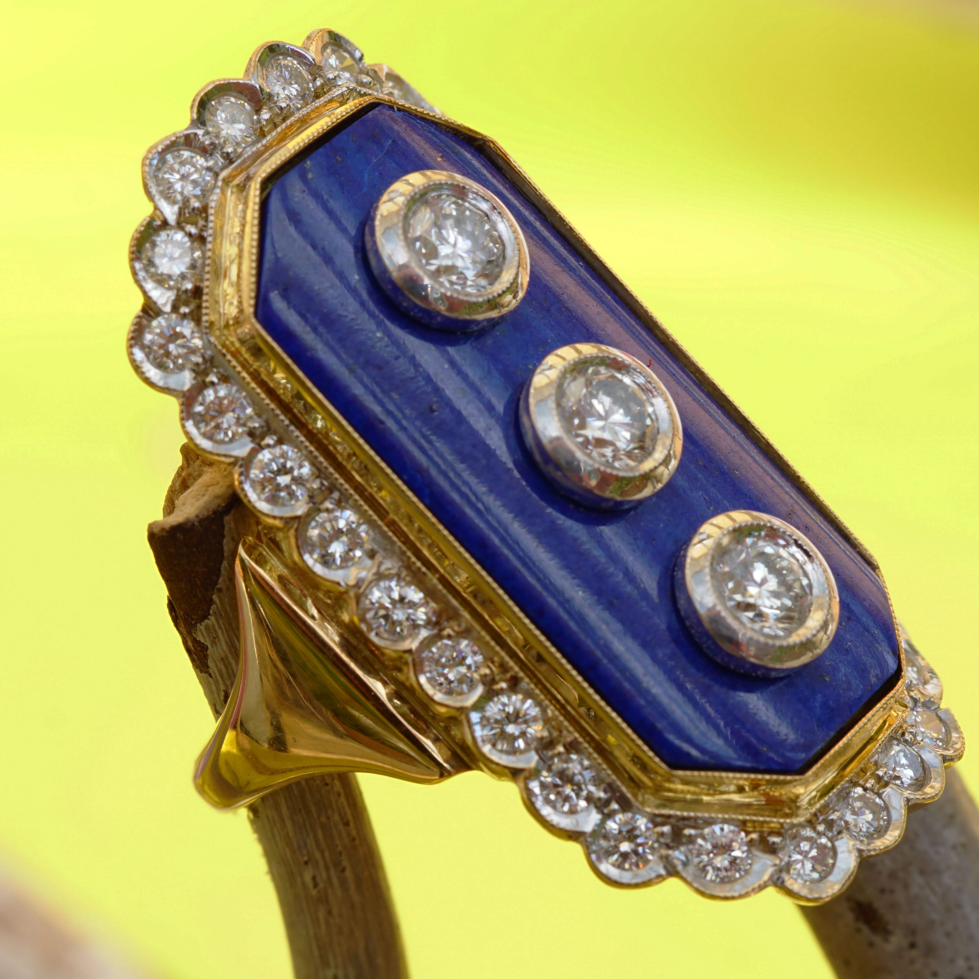 Lapis Lazuli Brillant Ring 750er Gelbgold 1.35 ct W VS-SI...blue lagune of venice