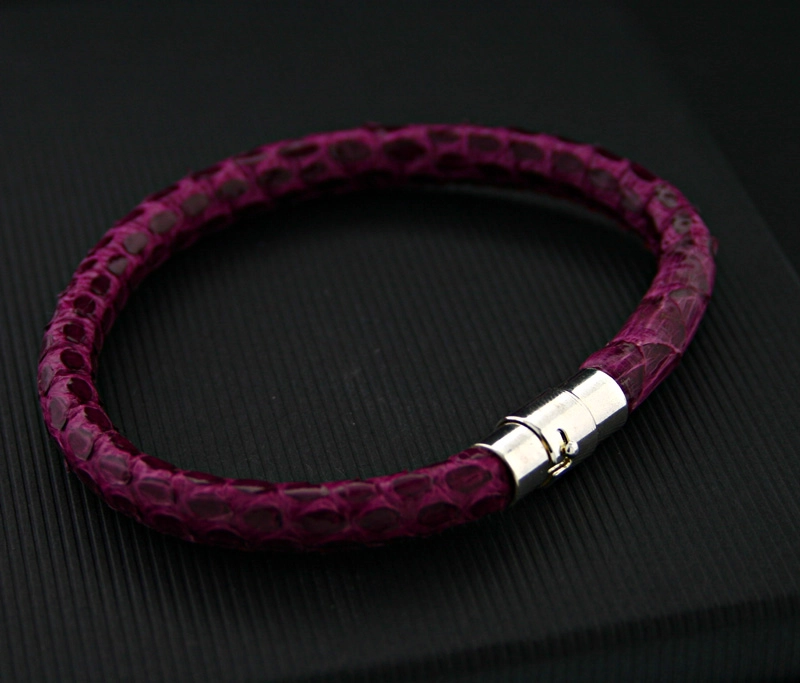 Pythonlederarmband, 925/-Silber