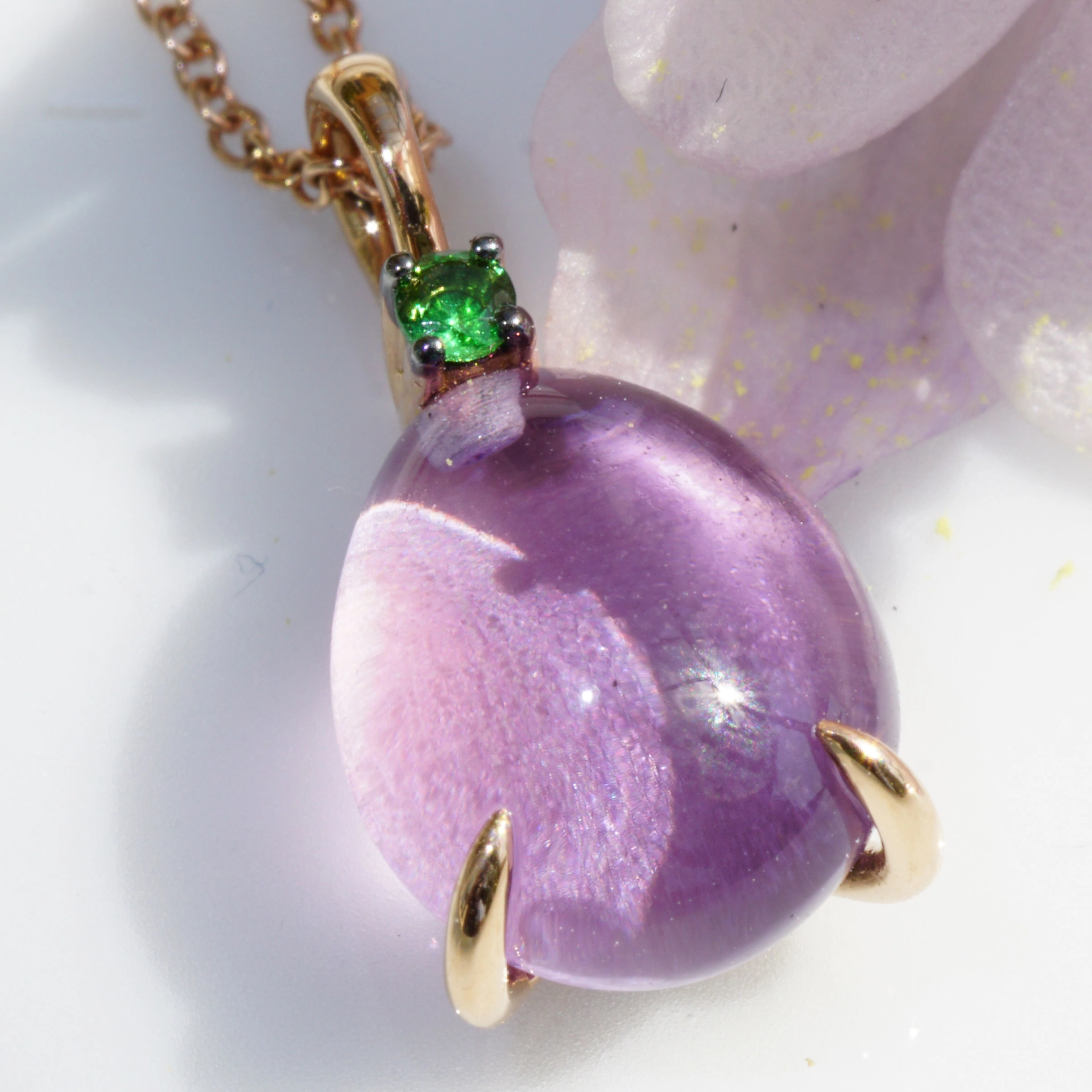 Drop Pendant...soo sweet...with amethyst and tsavorithe...made in Italy