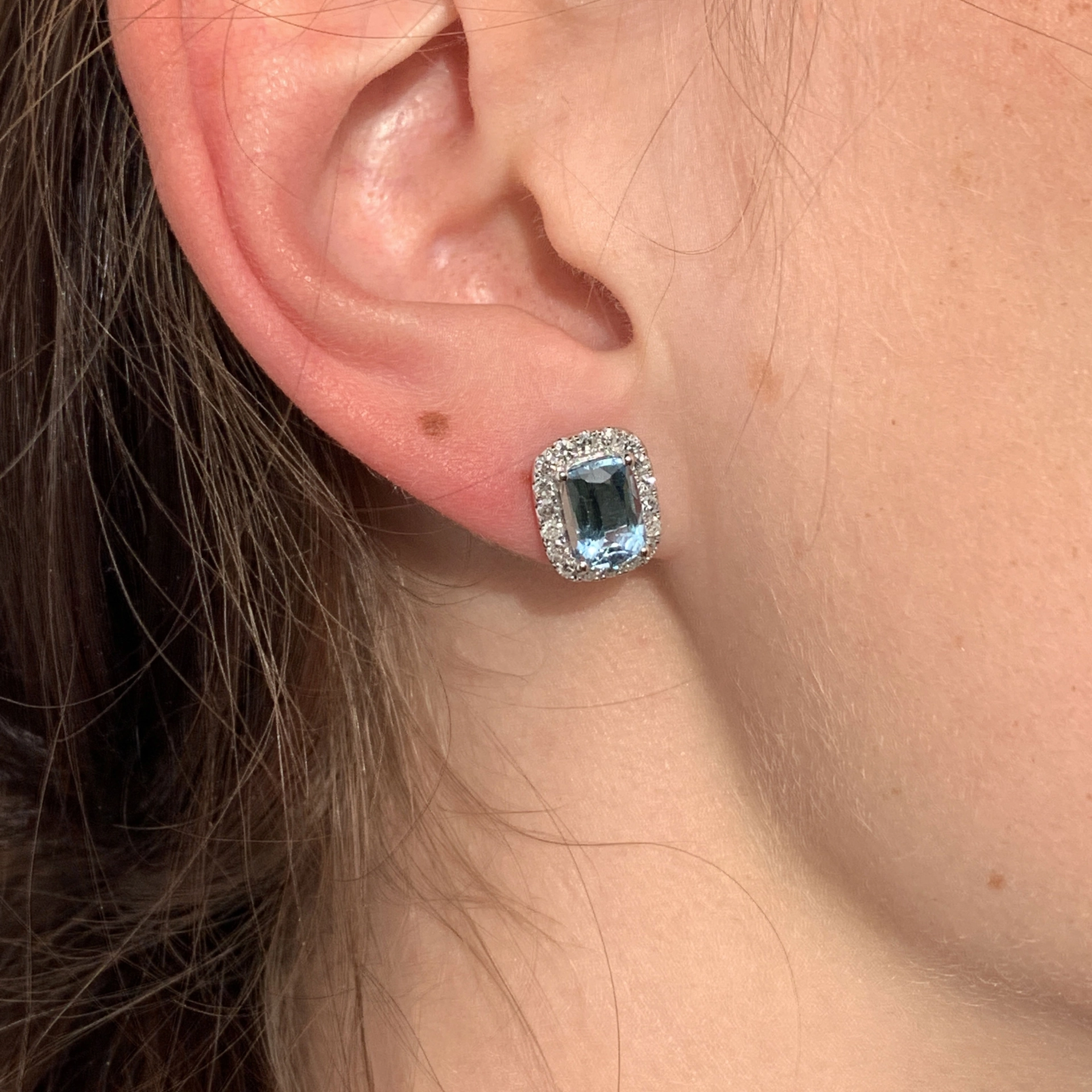 Aquamarin Diamant Ohrstecker AAA+ 12 x 10 mm Feines Weiss Lupenrein-VVS High Quality