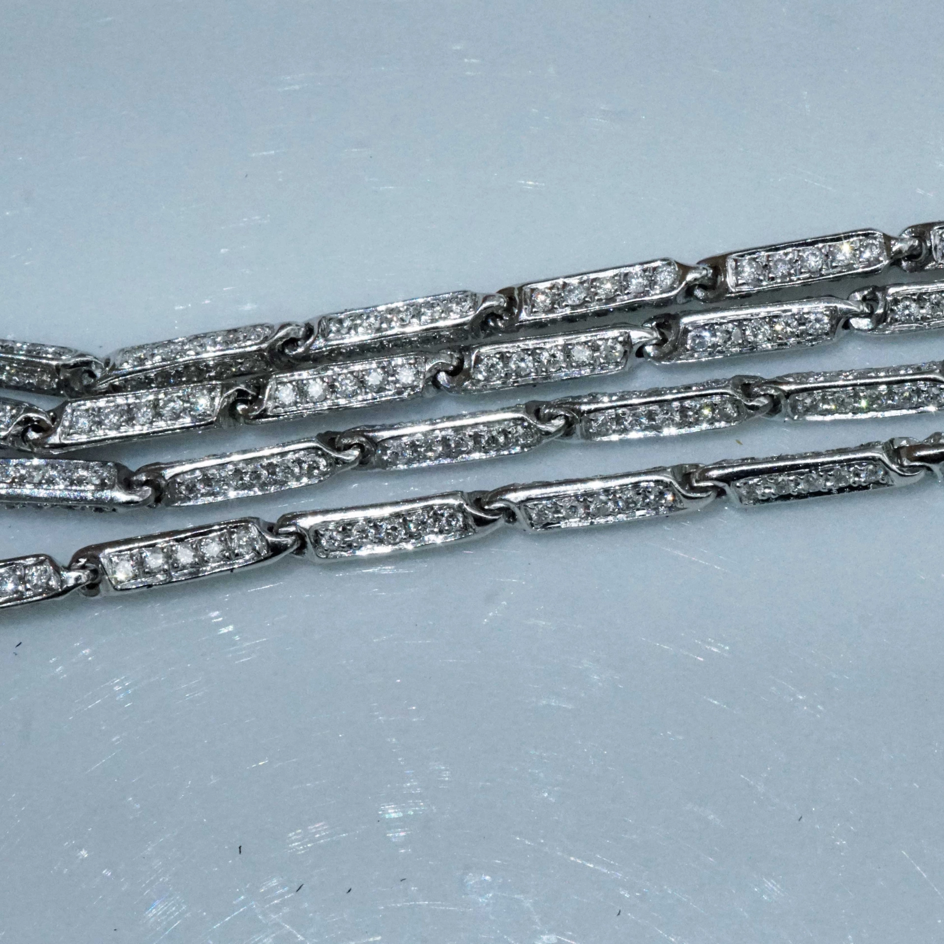 Brilliant Necklace 6.65 ct made with 1050 Diamonds 18 kt White Gold..Opera Lenght with 70 cm