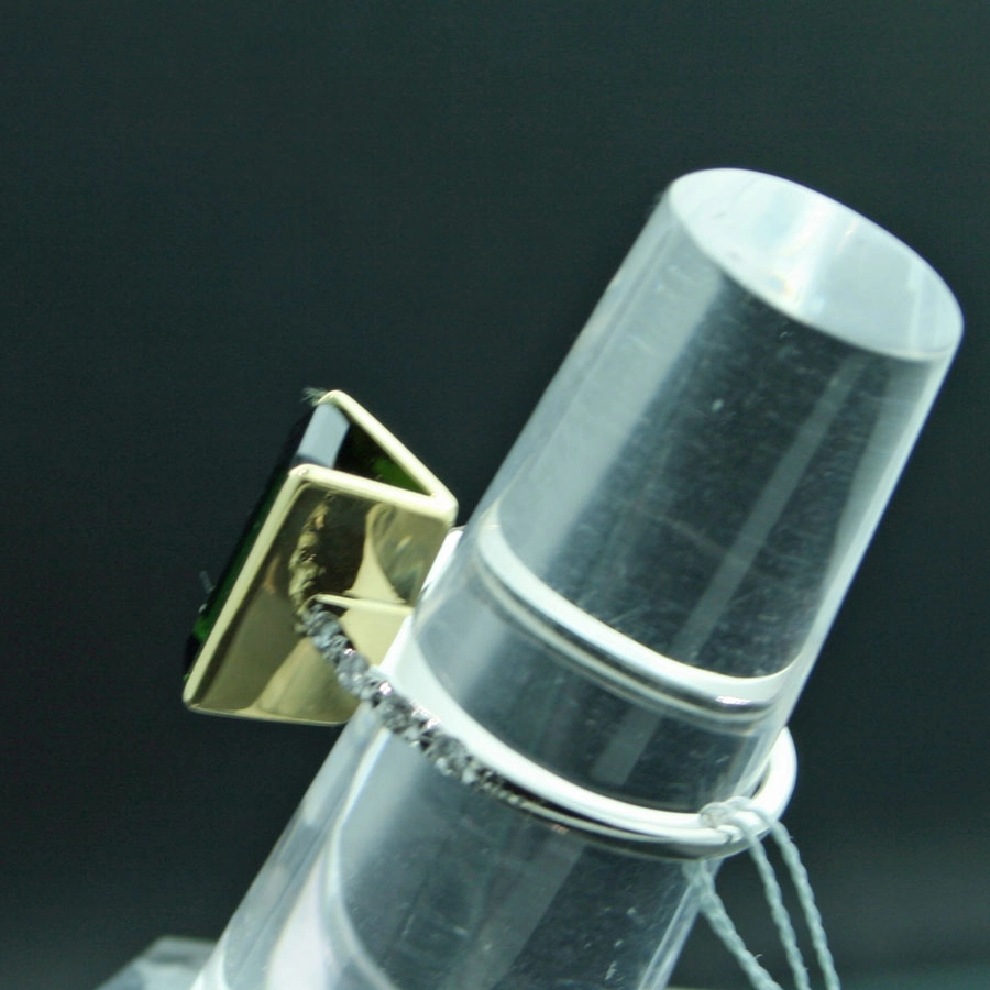 Turmalin-Brillant-Ring, 900er-Platin,750er-Gold