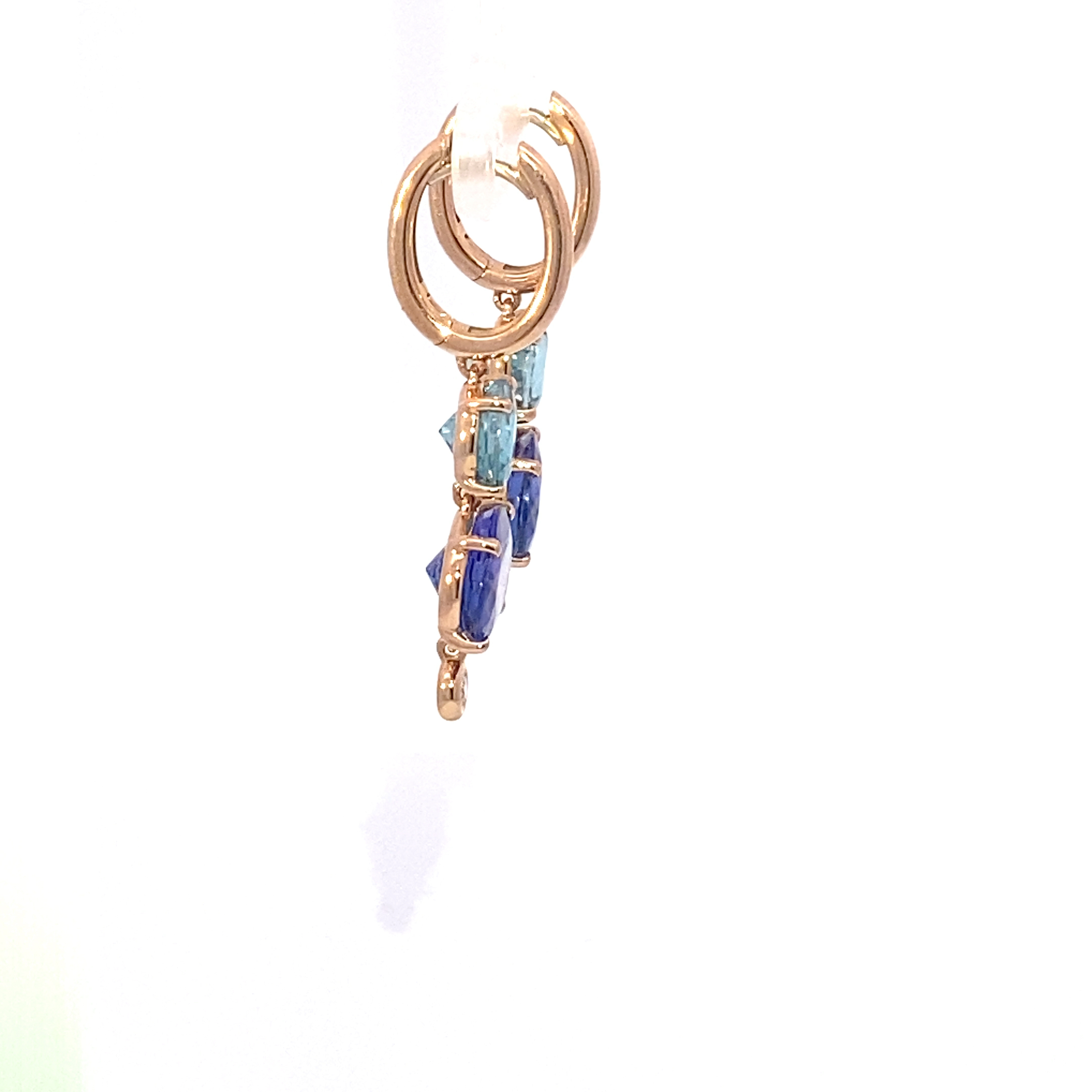 Tanzanite Zircon Brilliant Drop Earrings 750 Rose Gold... Bang colours 6.71 ct 4.84 ct 0.09 ct