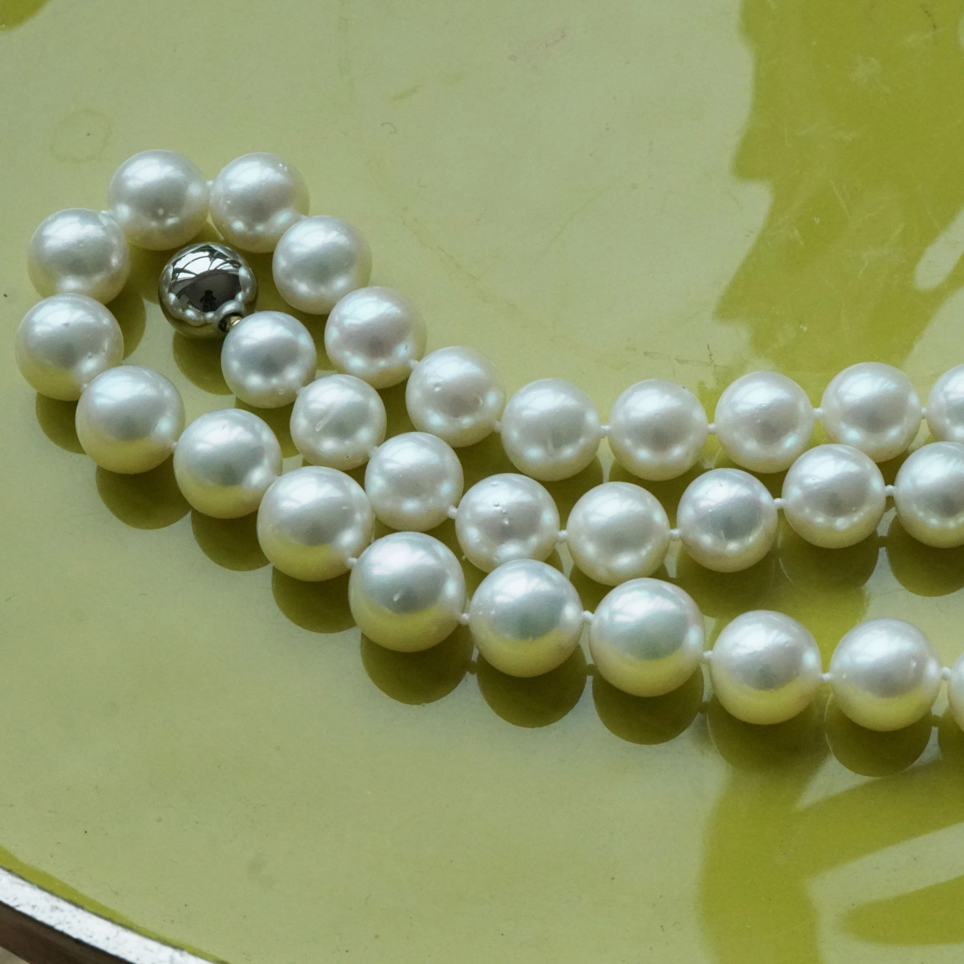 Beautiful South Sea cultured Pearl Necklace, 47.5 cm long, white - l.rose, AAAA