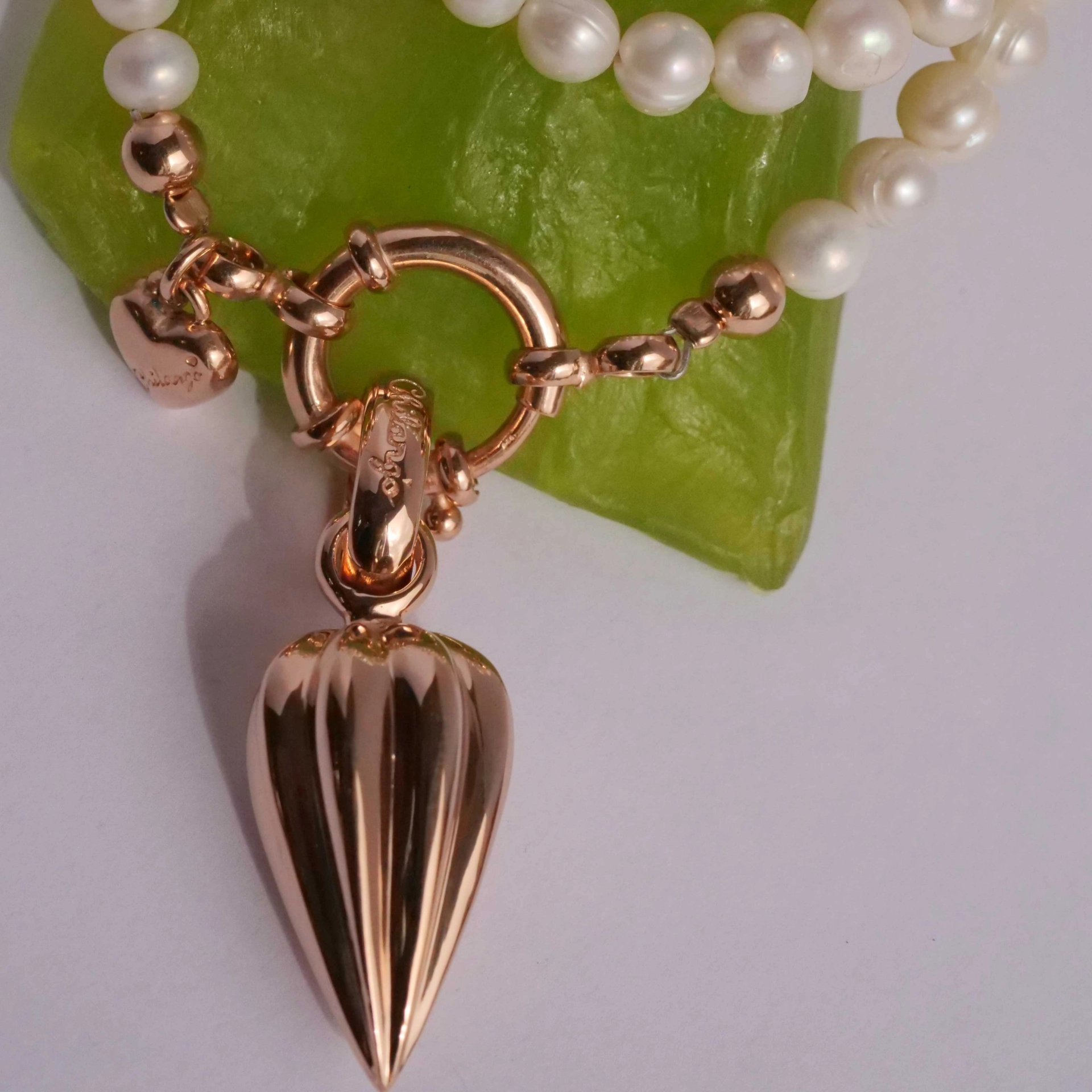 Chilango Pendant Stopper 925 Silver in 18 kt rose gold plated  51 x 17 mm