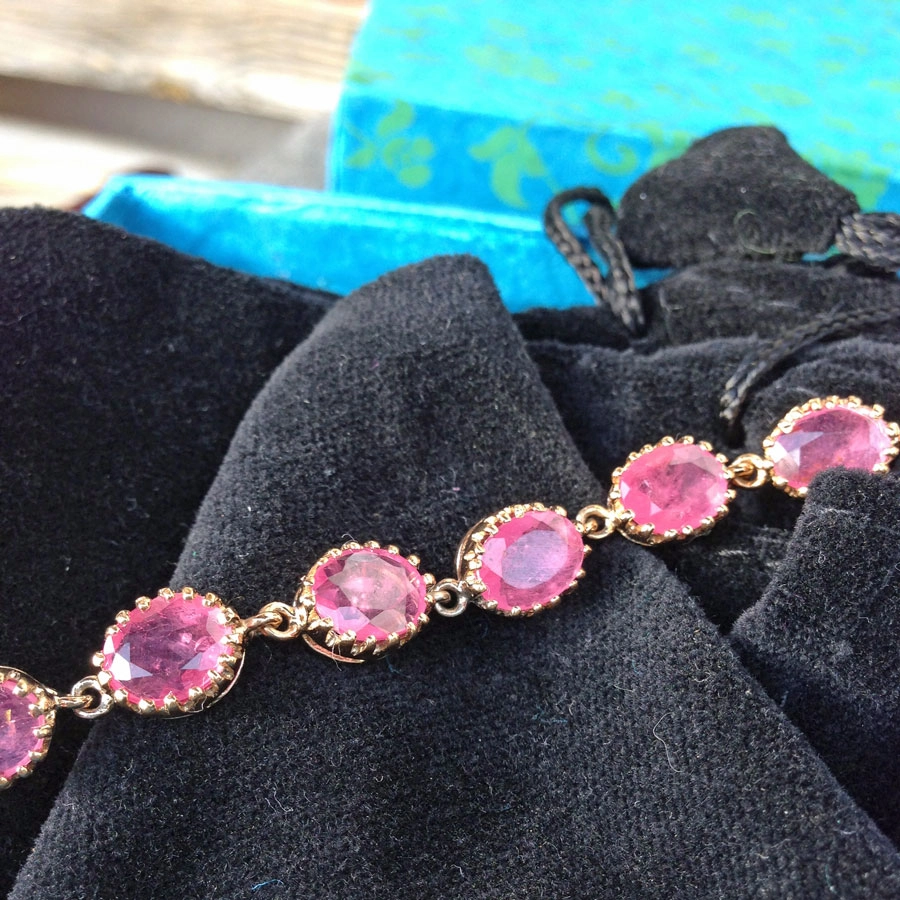 Rubin-Armband,Silber/Rosevergoldet,