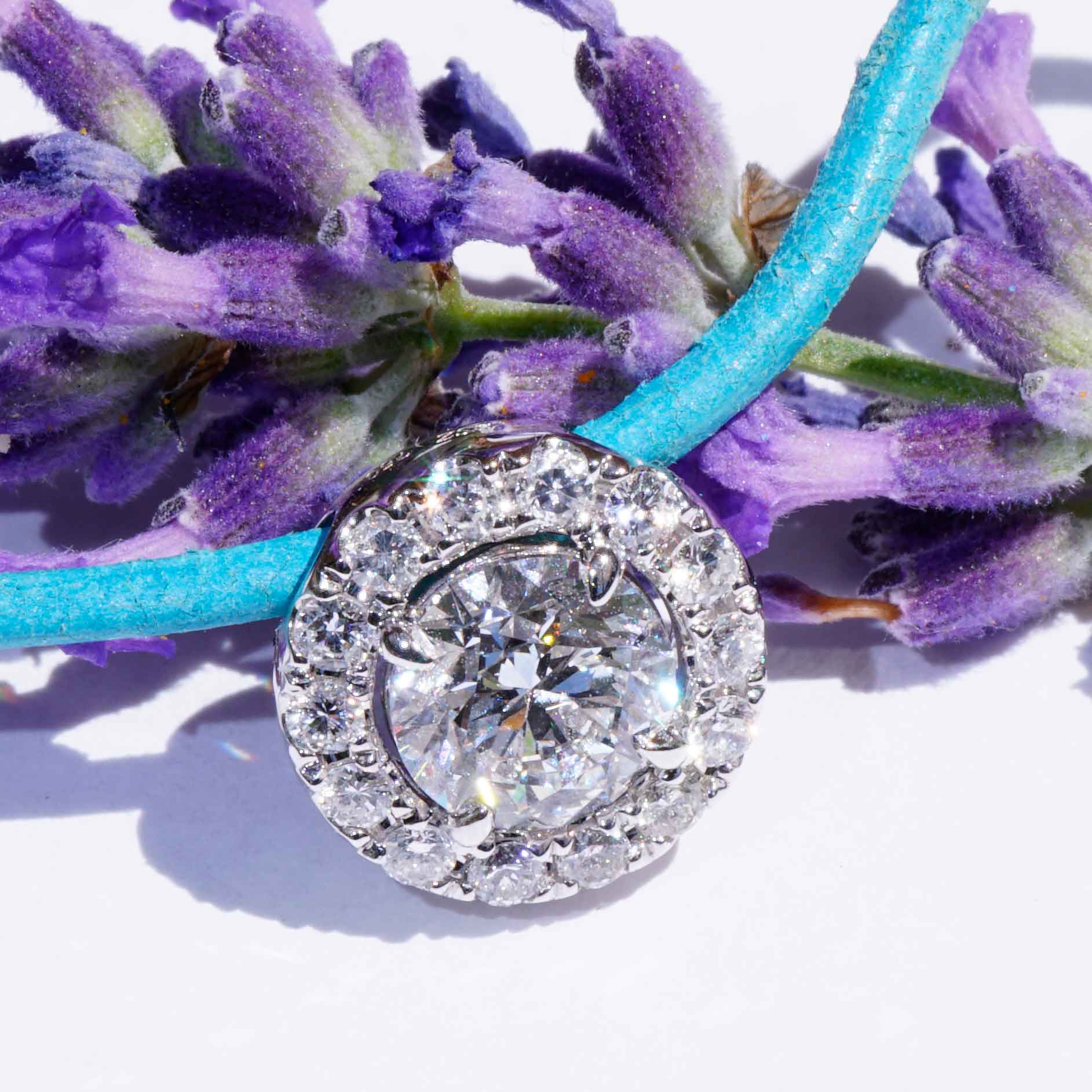 Pendant 18 kt White Gold Round full cut Brilliant 1.00 ct E  SI1  GIA report