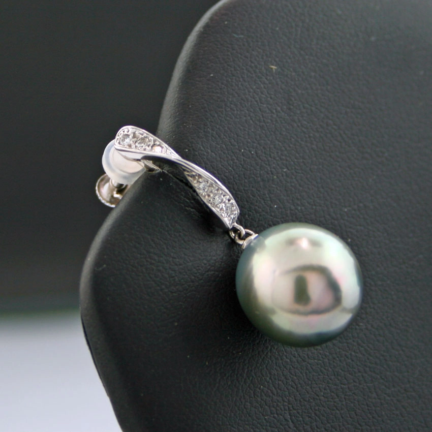Tahiti-Zuchtperl-Brillant-Ohrclips,750/-Weissgold/18 kt