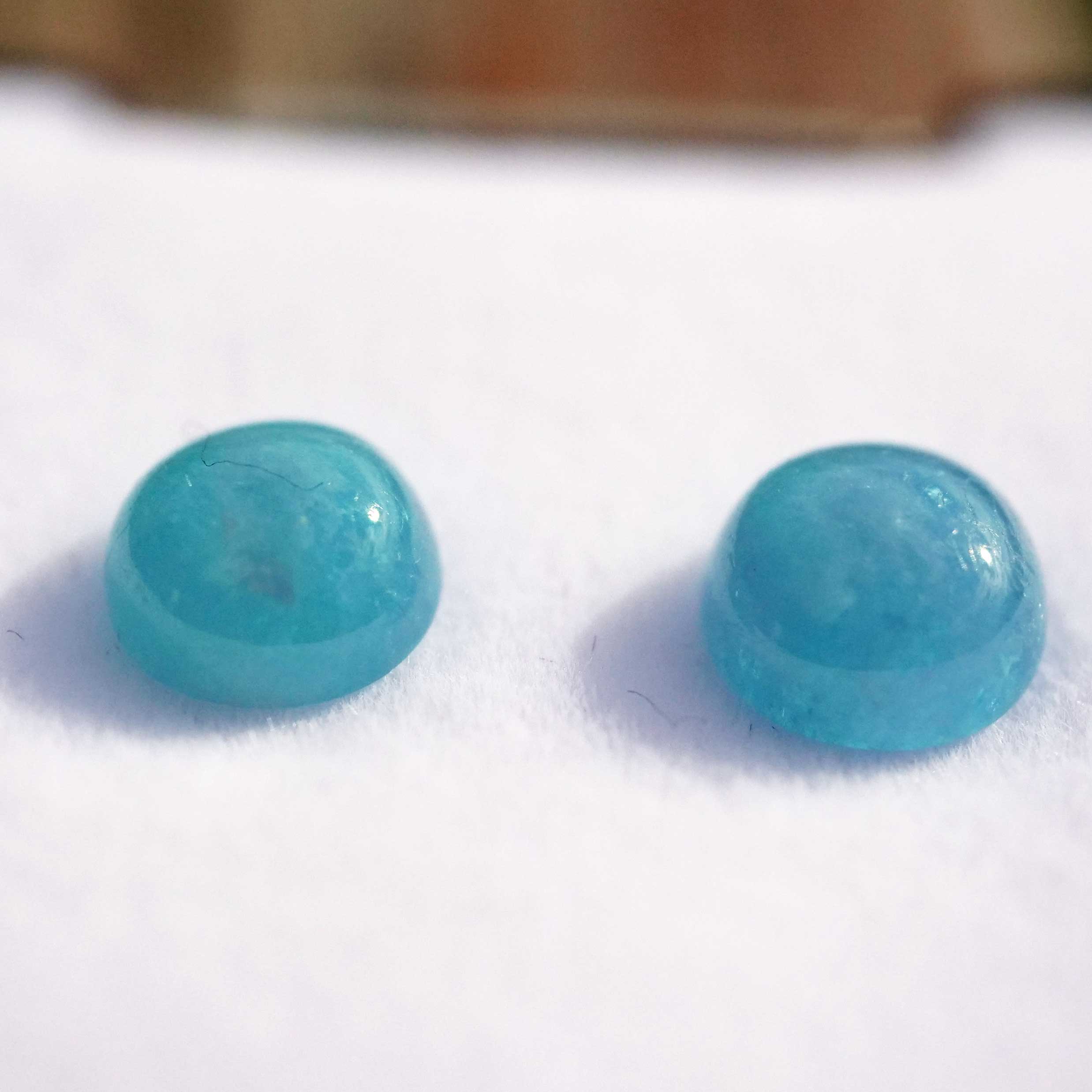 Paraiba Tourmaline Cabochons 1.6 and 2 ct Swimming Pool Blue vml. Brazil with GLA Certificate