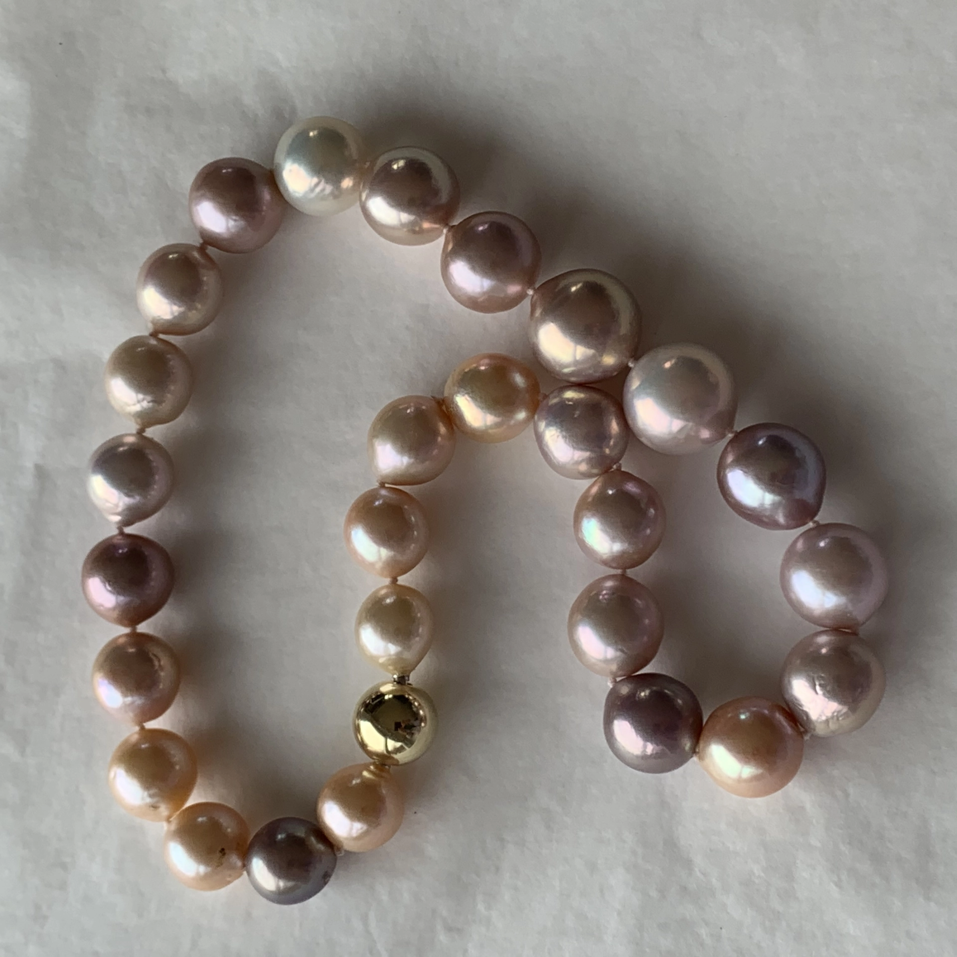 Ming Zuchtperl Collier AAA 13,1-17 mm natur pink-aprikot-rund-l-unrundy