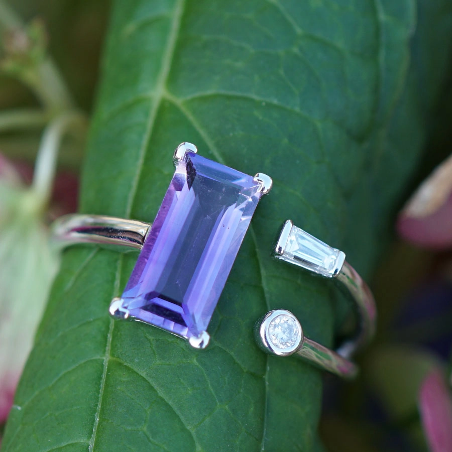 Amethyst Brillant Ring 750er Weissgold Elfenzart