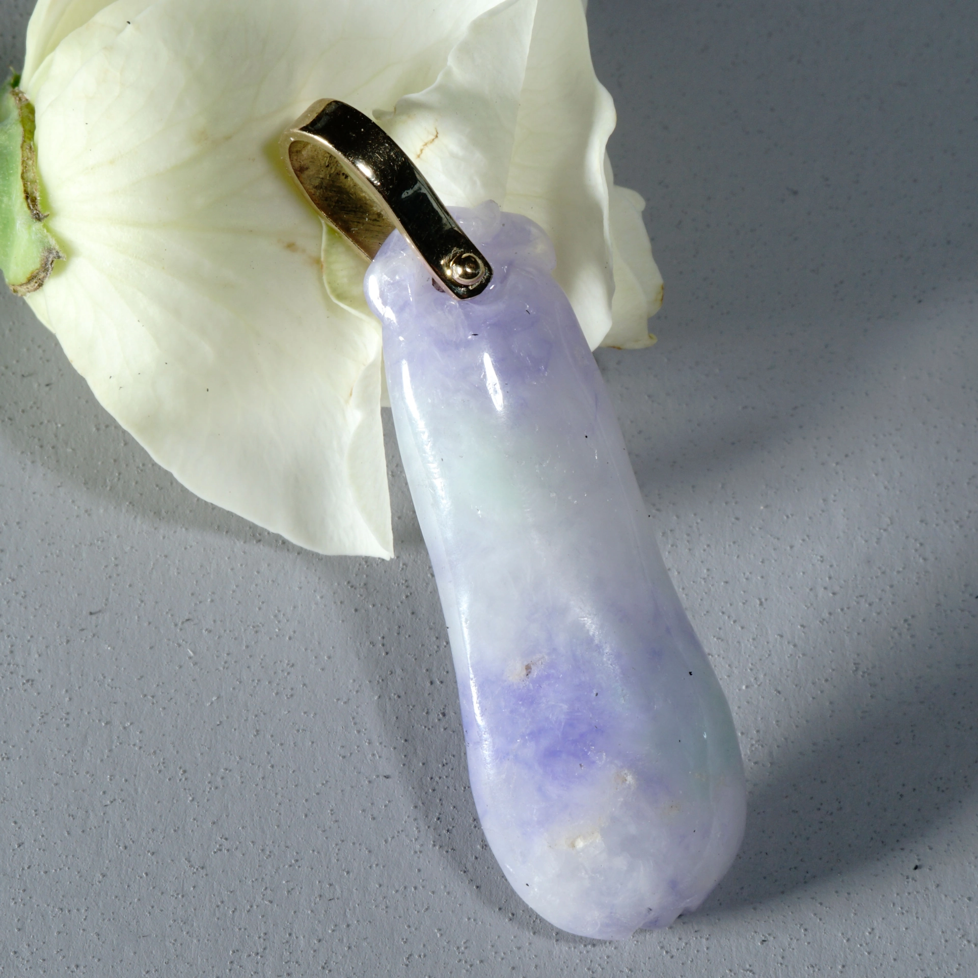 Purple Lavender Jade Pendant with imperial apple neongreen Spots..so beautiful