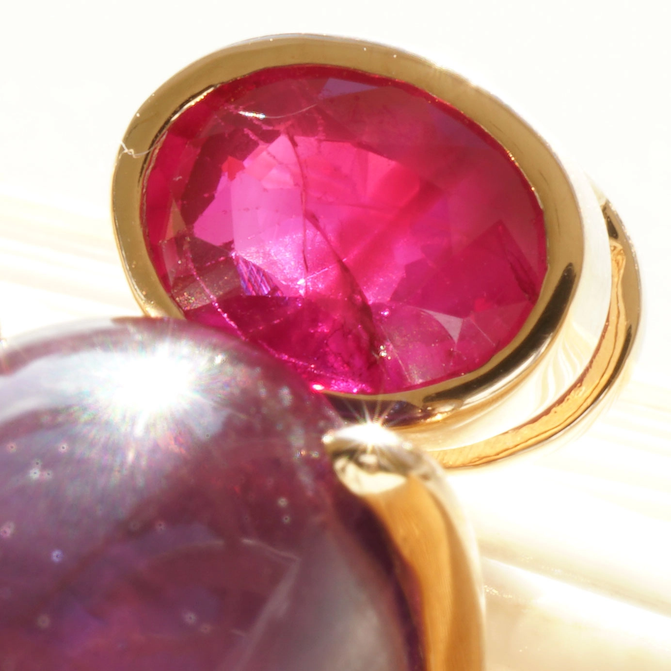 Ruby from Burma meets Amethyst from Brasil...soo beautyful